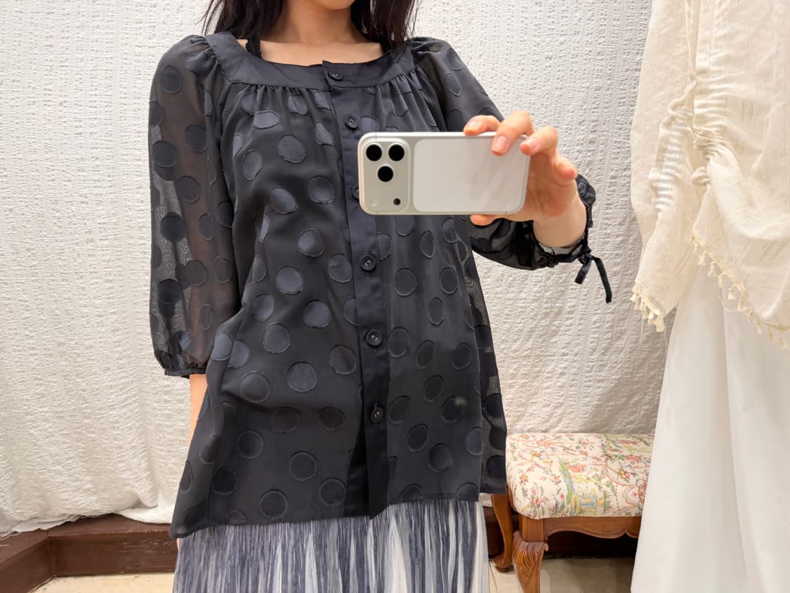 dark navy polka blouse 상품이미지2