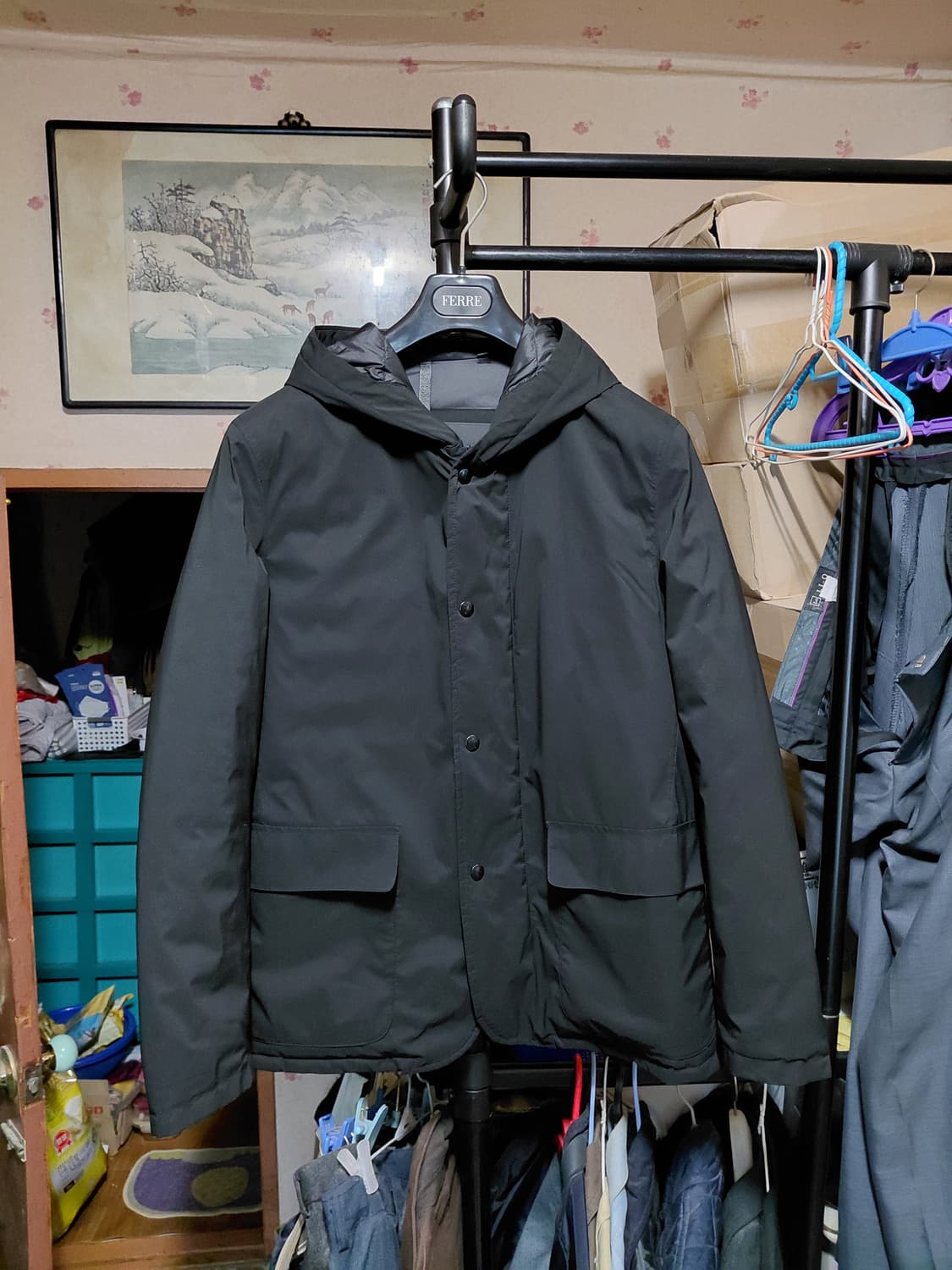 [마시모두띠]발수,방풍 초경량 덕다운 후드 패딩 100사이즈 상품이미지1