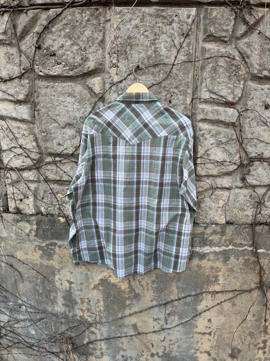 랭글러 빈티지 체크 웨스턴 셔츠 그린 xl 상품이미지2