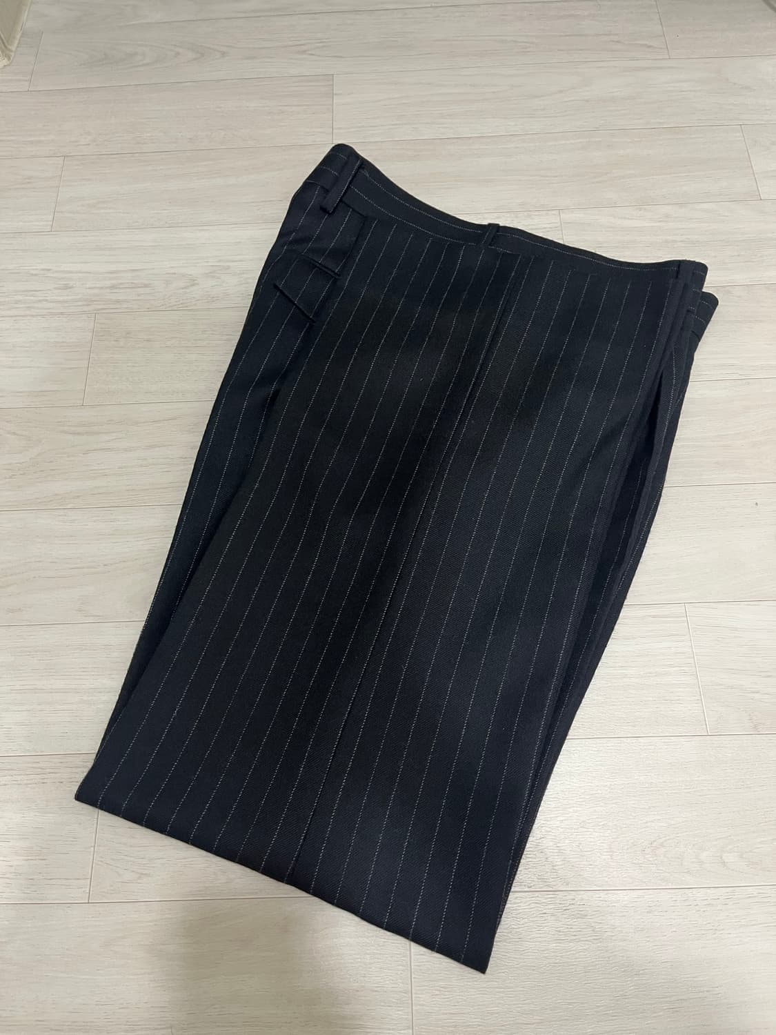 세비지 스트레이트핏 스트라이프 트라우저 블랙 라지사이즈 상품이미지9