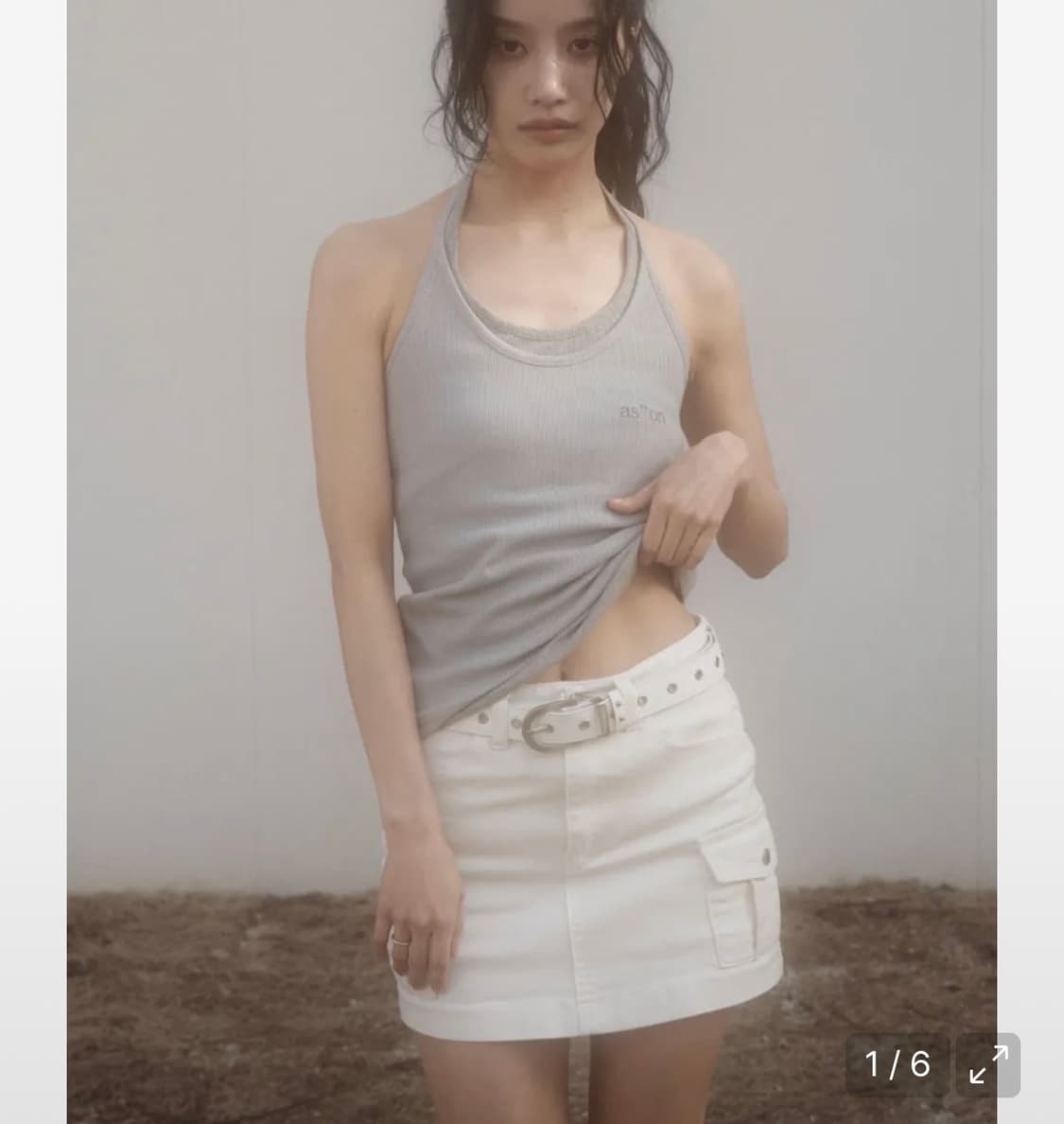 애즈온 사이드 포켓 카고 스커트 화이트 M 상품이미지6