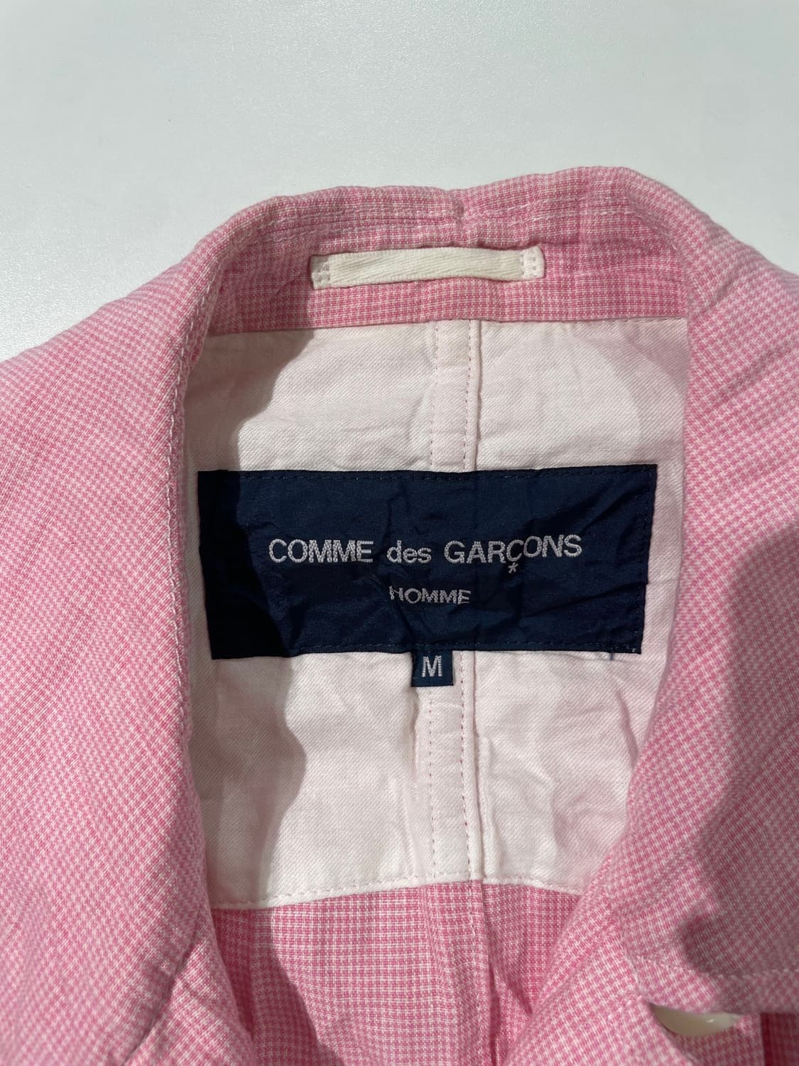 꼼데가르송 옴므 ad2007 핑크 하운드 투스 체크 린넨 혼방 자켓 상품이미지7