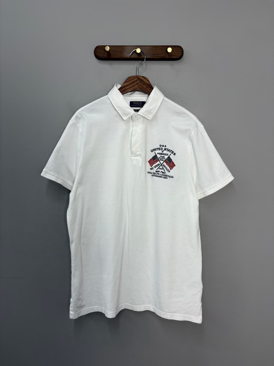 폴로랄프로렌 신형 성조기 백로고 화이트 카라넥하프티셔츠  A3628  상품이미지2
