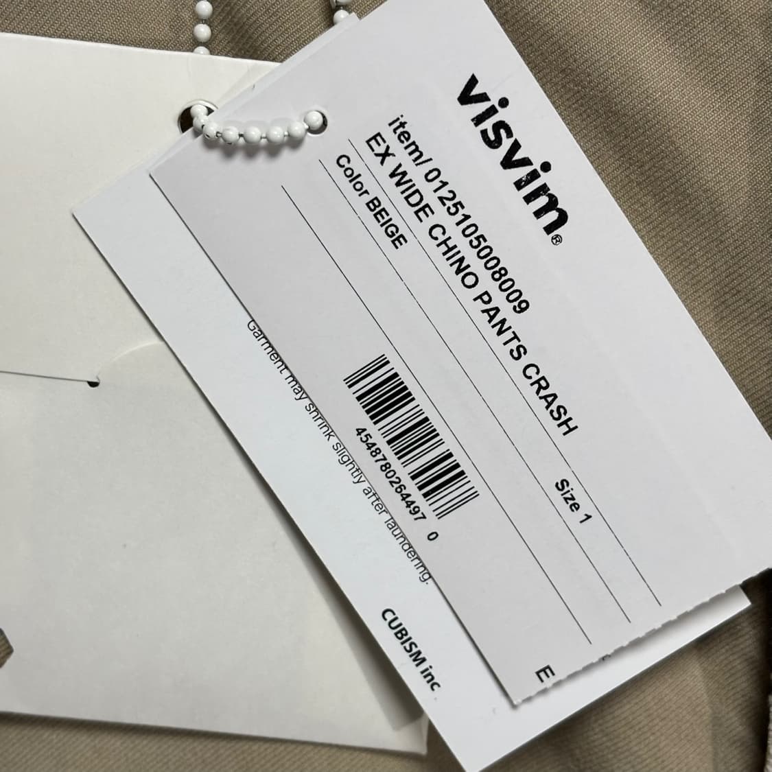 1) visvim 비즈빔 25ss ex 와이드 치노 팬츠 크래쉬 베이지 상품이미지4