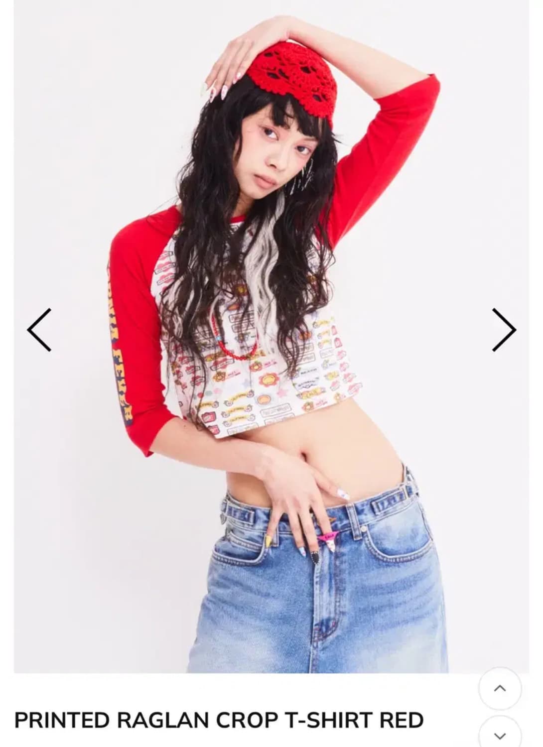 애즈이프캘리 PRINTED RAGLAN CROP T-shirt 상품이미지1