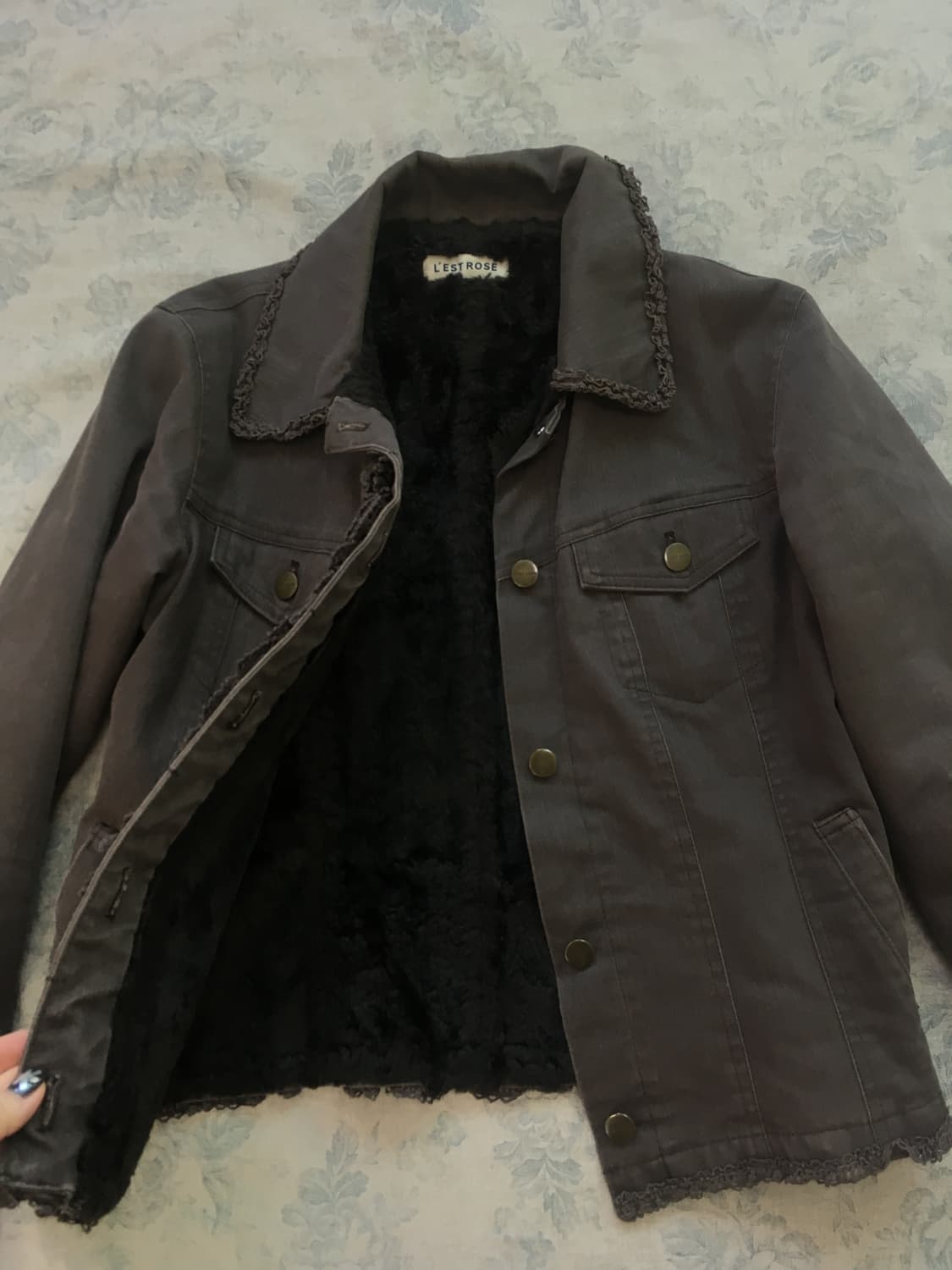 레스트로즈 브라운 프릴 레이스 퍼 자켓 상품이미지7