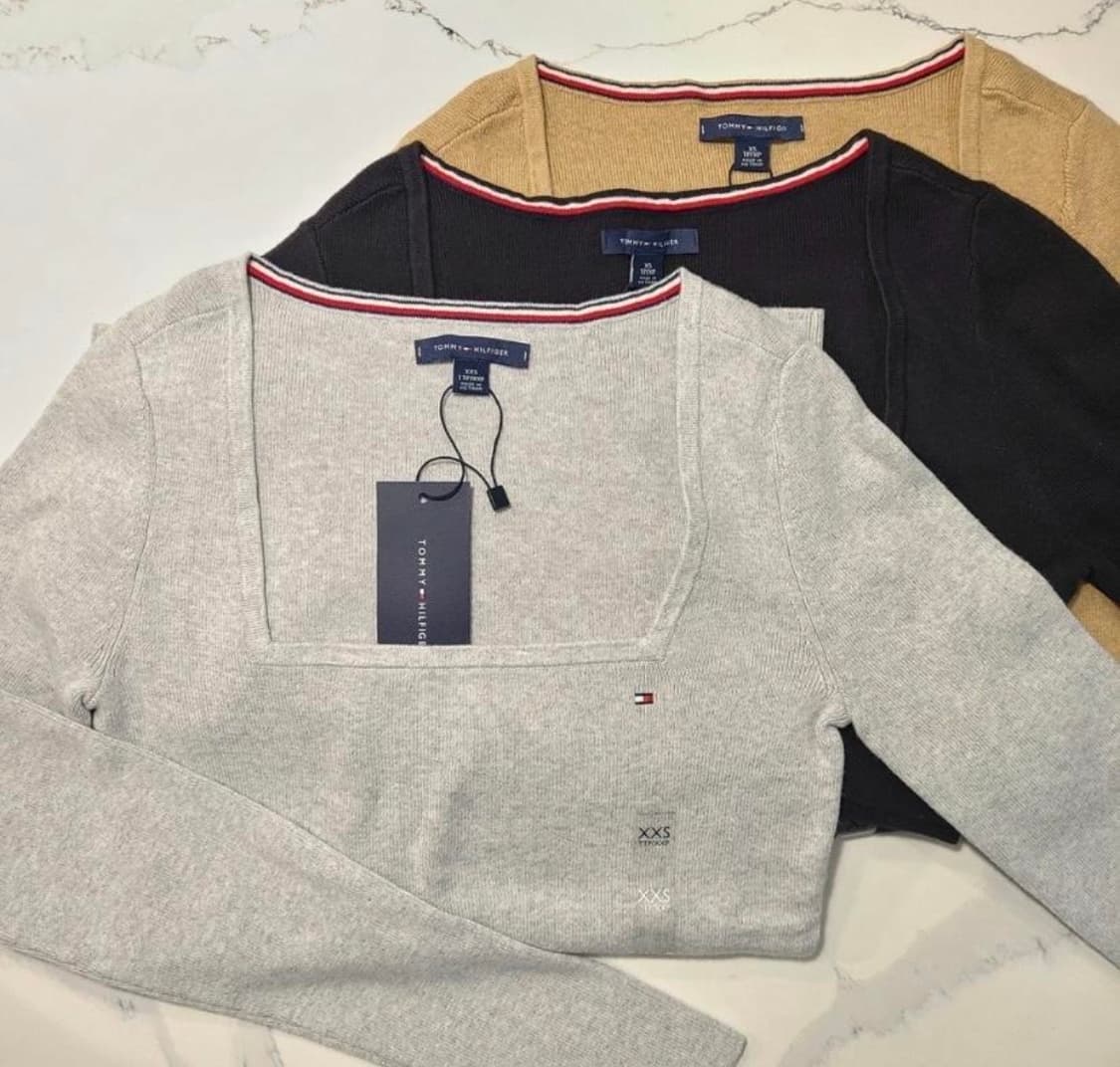 타미힐피거 여성 스퀘어넥 긴팔 스웨터(새상품)(XS 상품이미지3