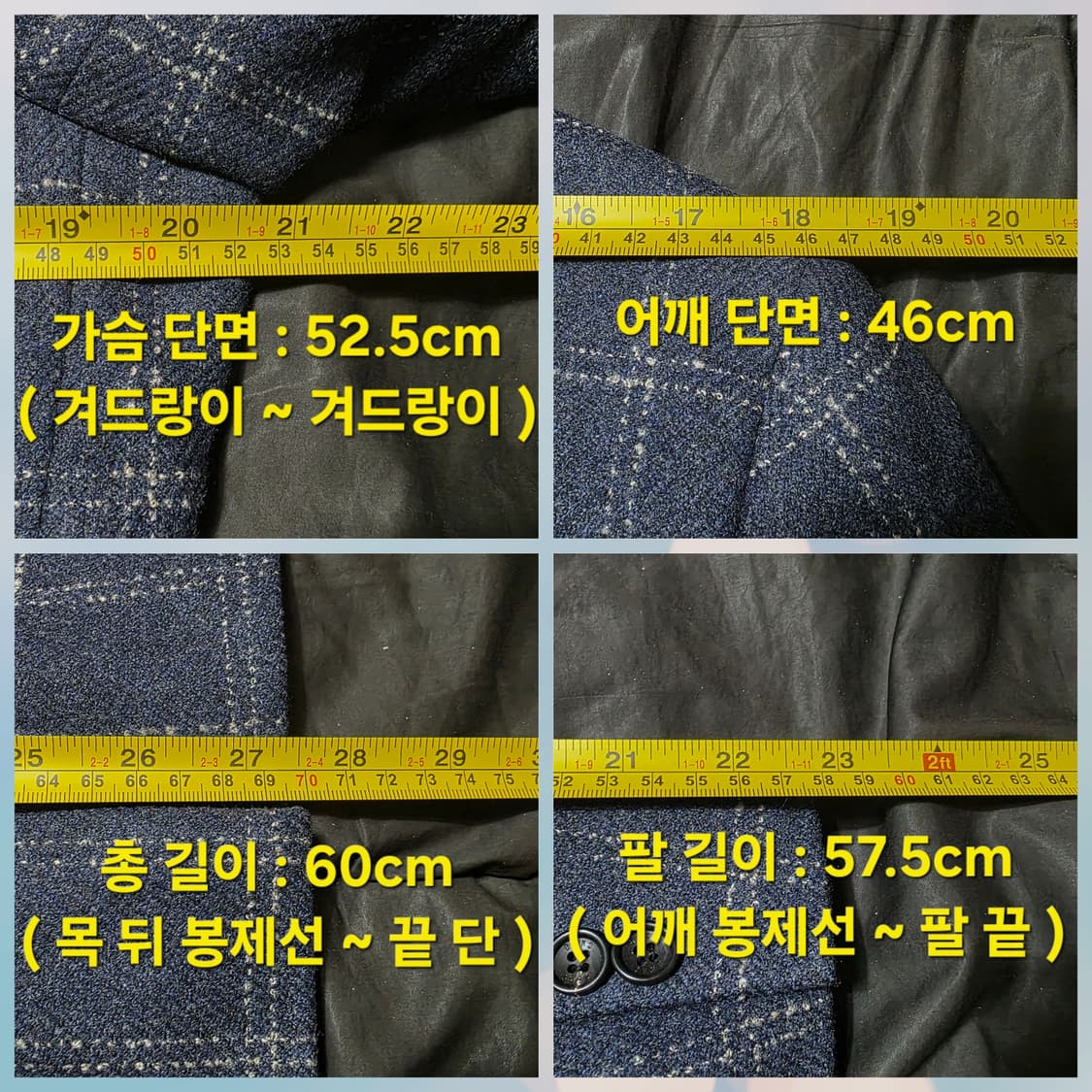 닥스 DAKS 네이비 체크 울 캐시미어 블레이저 100사이즈 상품이미지9