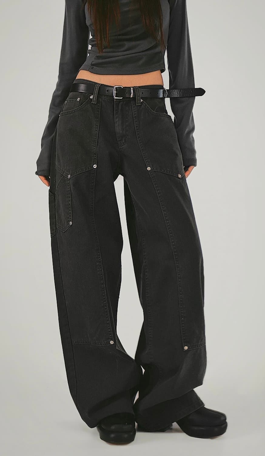 시크윈 다크그레이진 와이드팬츠 상품이미지2