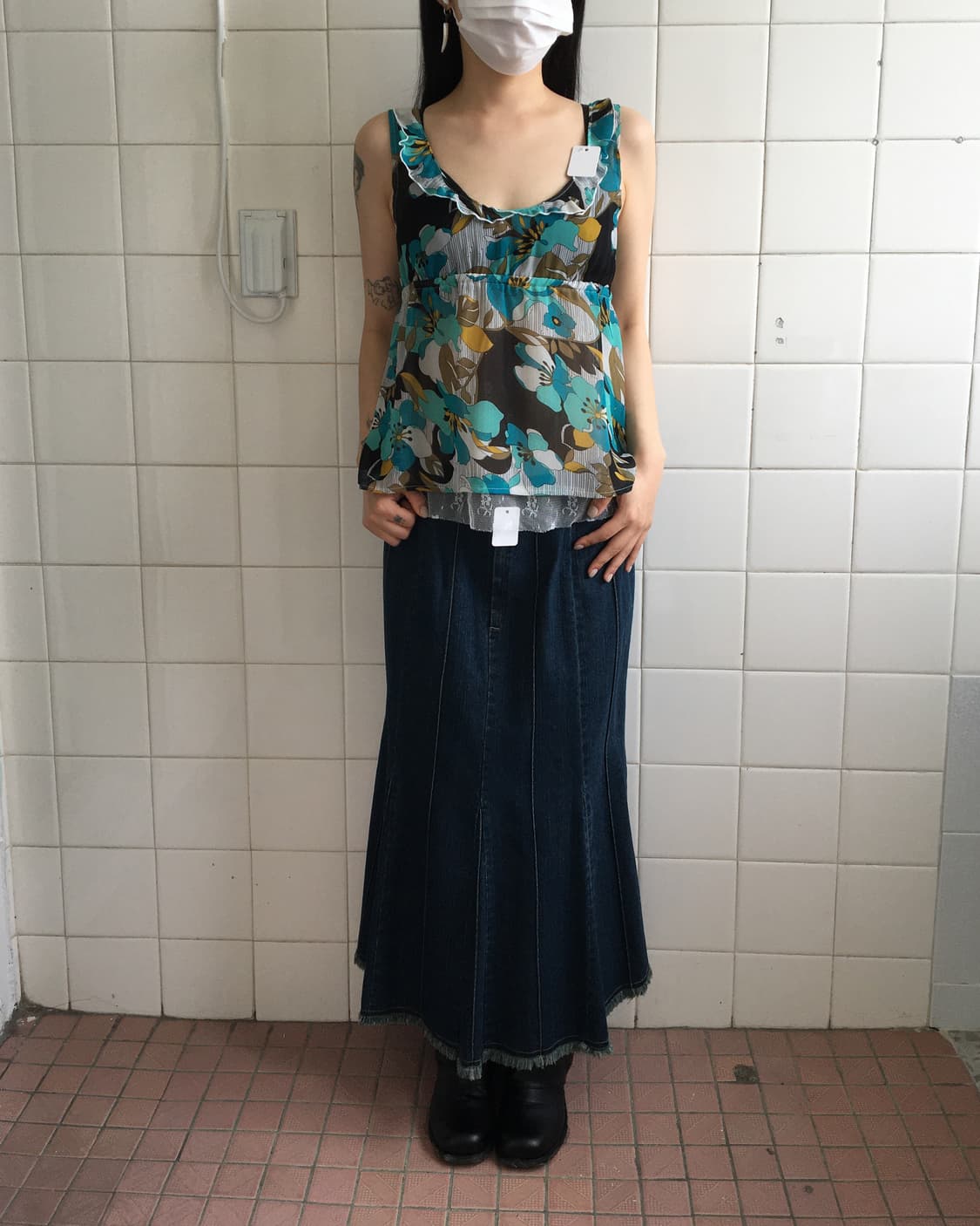 Pattern frill sleeveeless 상품이미지1