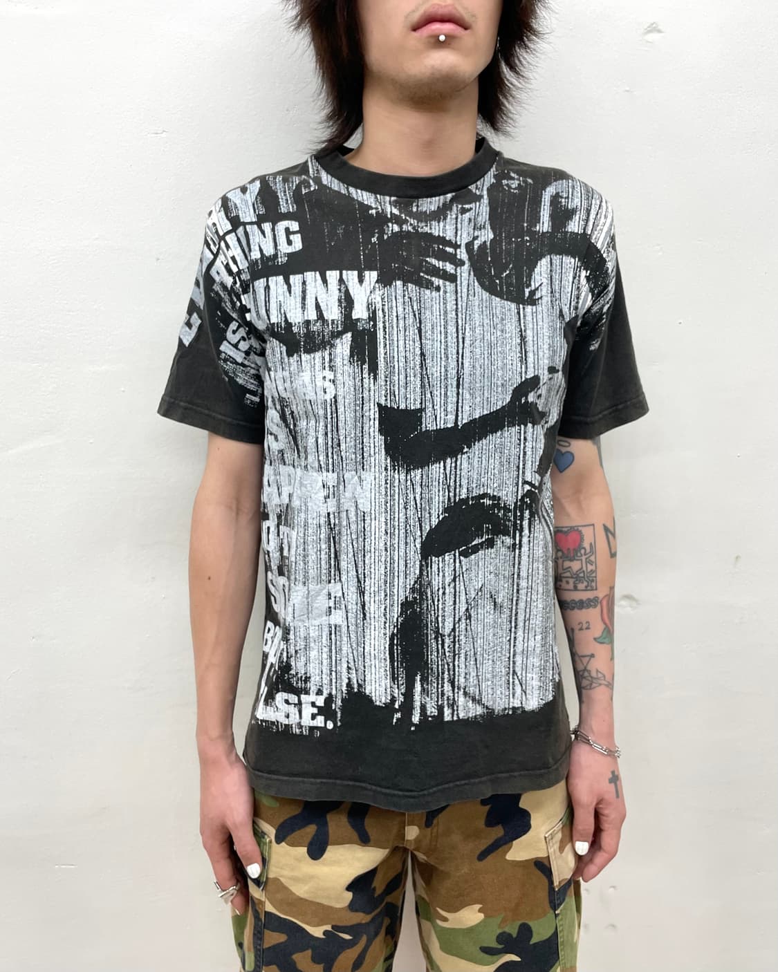 White Printed Activity Black T-Shirt  상품이미지3