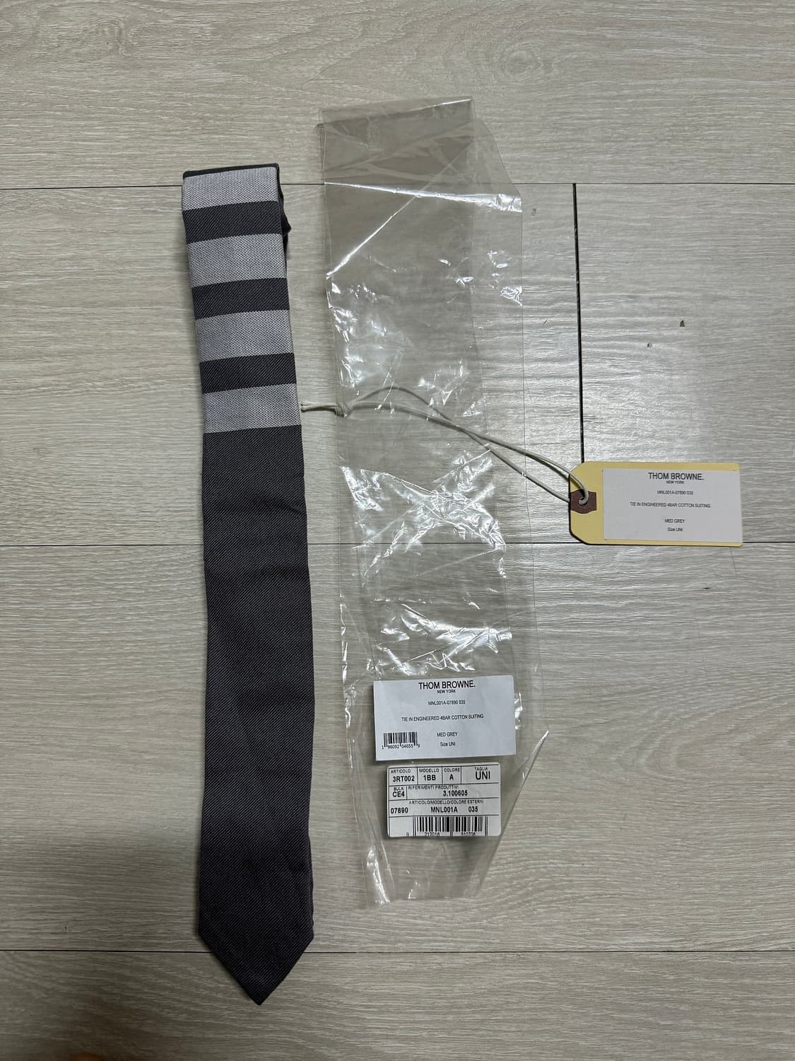 [F] 톰브라운 플레인 위브 4바 그레이 넥타이 타이 상품이미지1