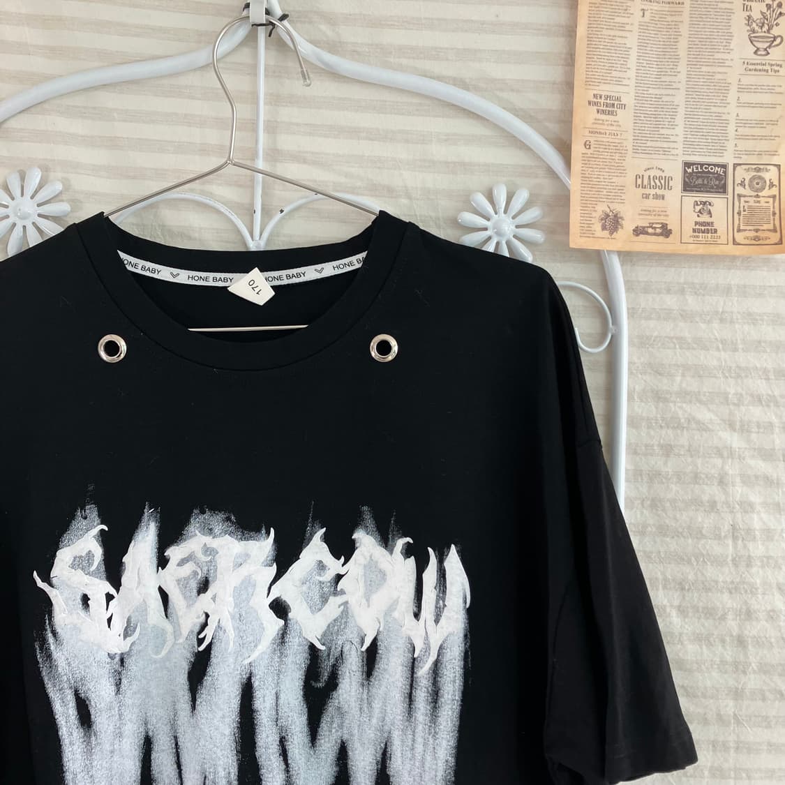 빈티지 블랙 스트리트 프린팅 반팔 971 y2k 스트릿 갸루 펑키 일본빈 상품이미지3