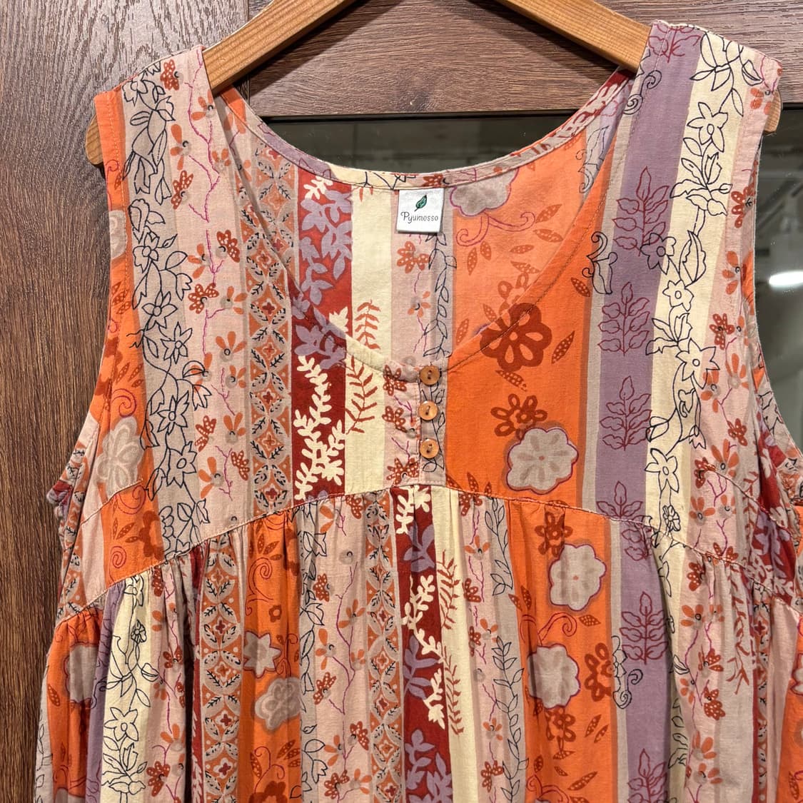 일본 빈티지 에스닉 히피 플라워 패턴 민소매 원피스 상품이미지7