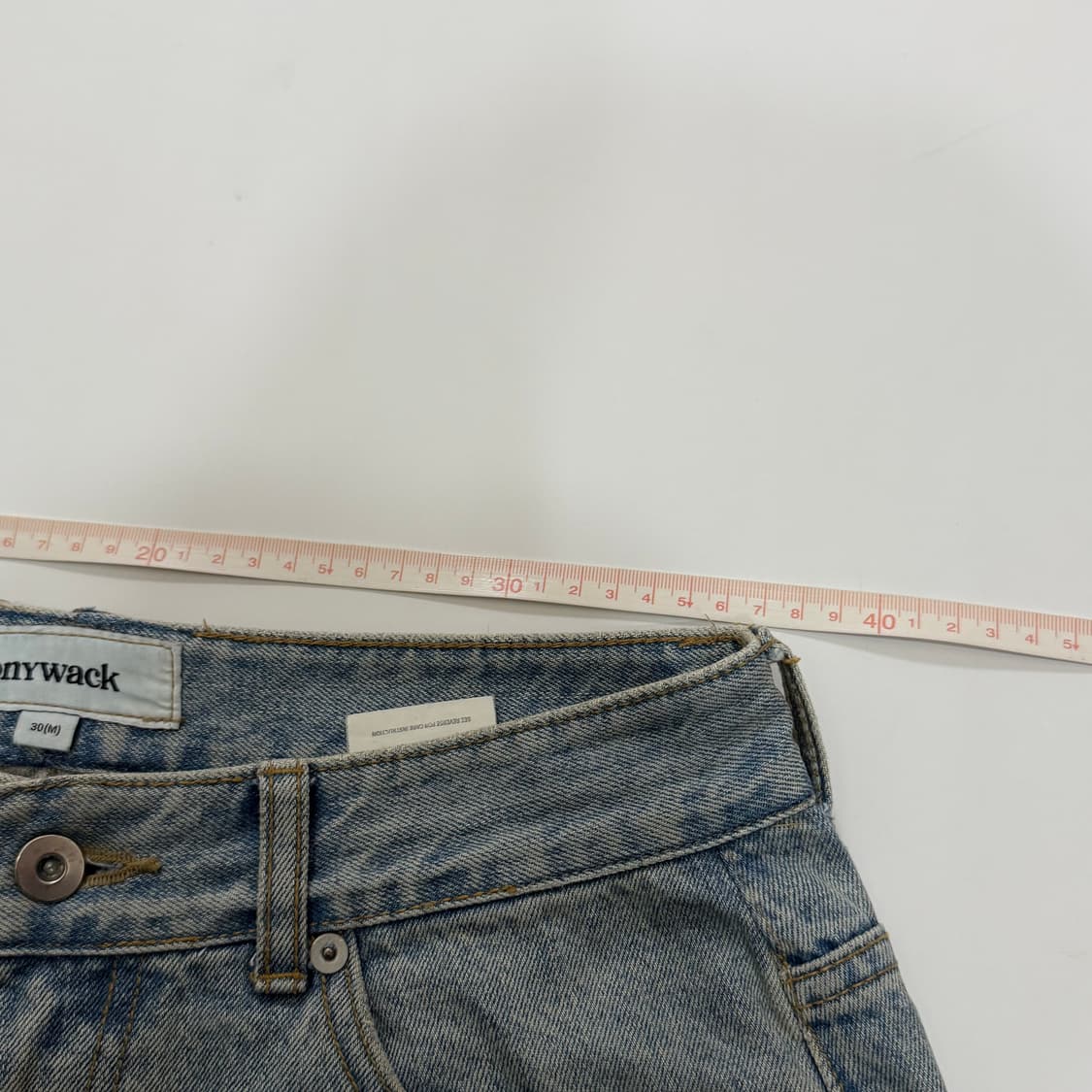 토니웩 와이드 레그 워싱 데님 라이트블루 M(30) 상품이미지4