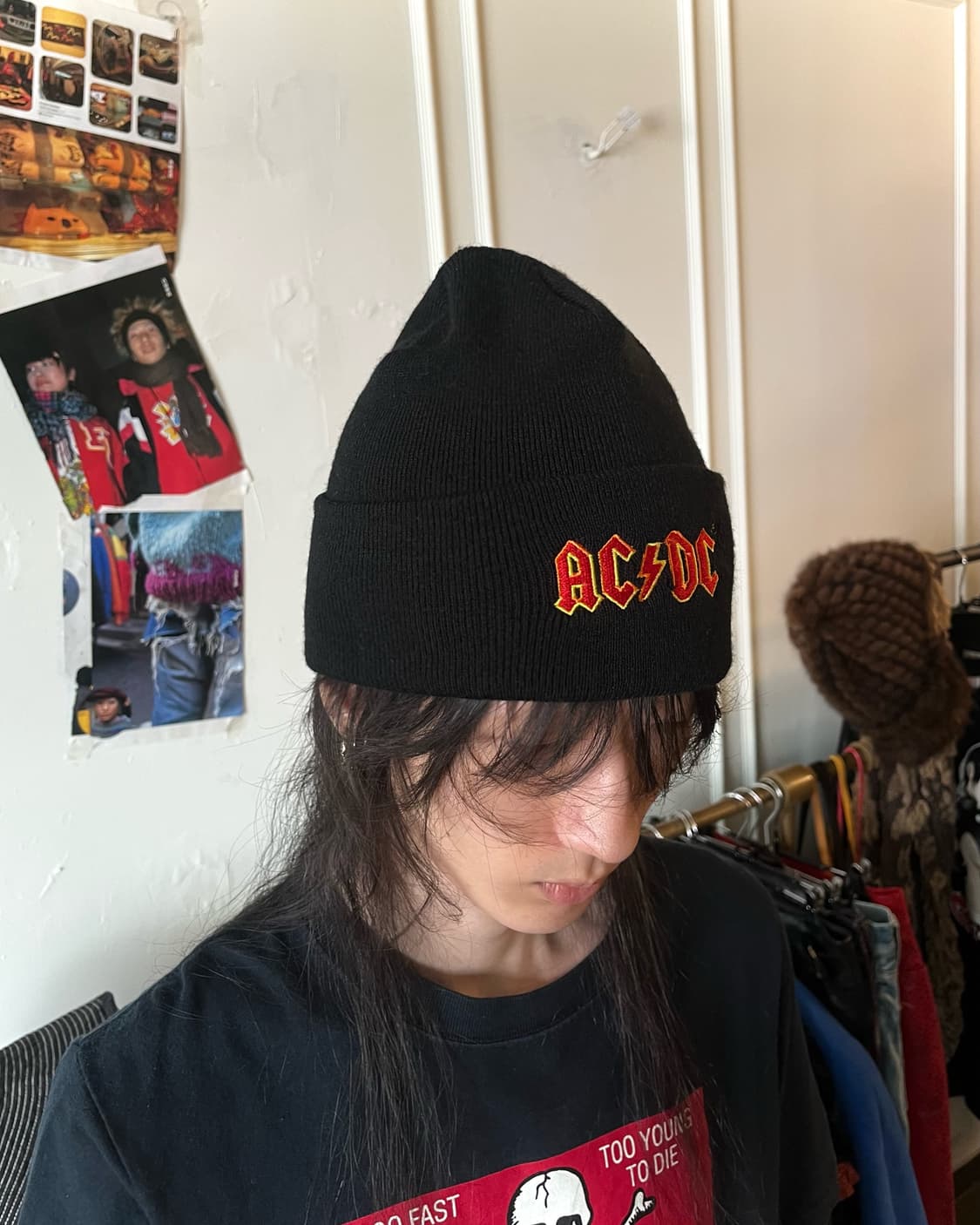 UK Vintage AC/DC Logo Boot Knit Beanie 상품이미지2