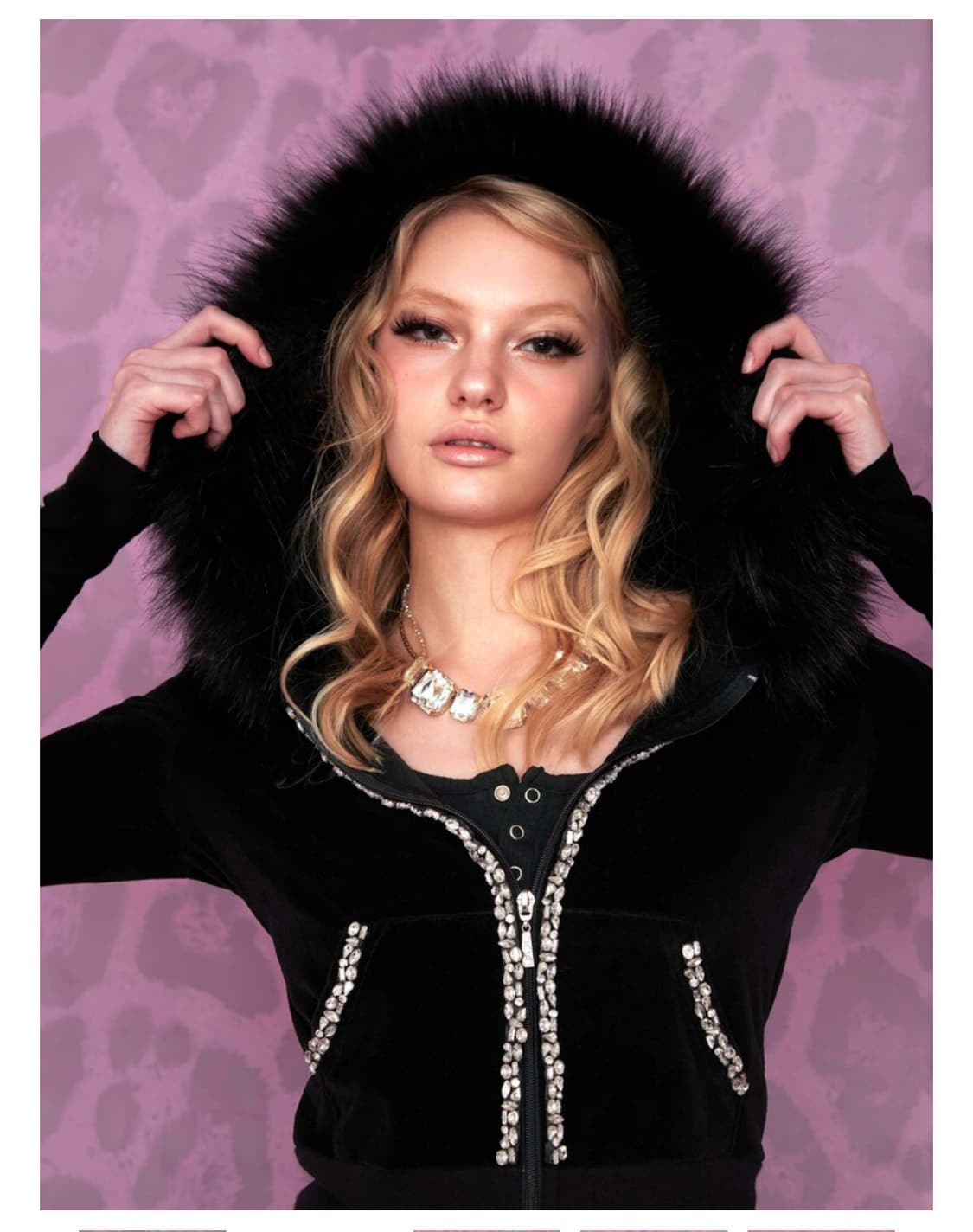 베이비메탈클럽 글램퍼 후드집업 Glam fur velour hood 상품이미지1