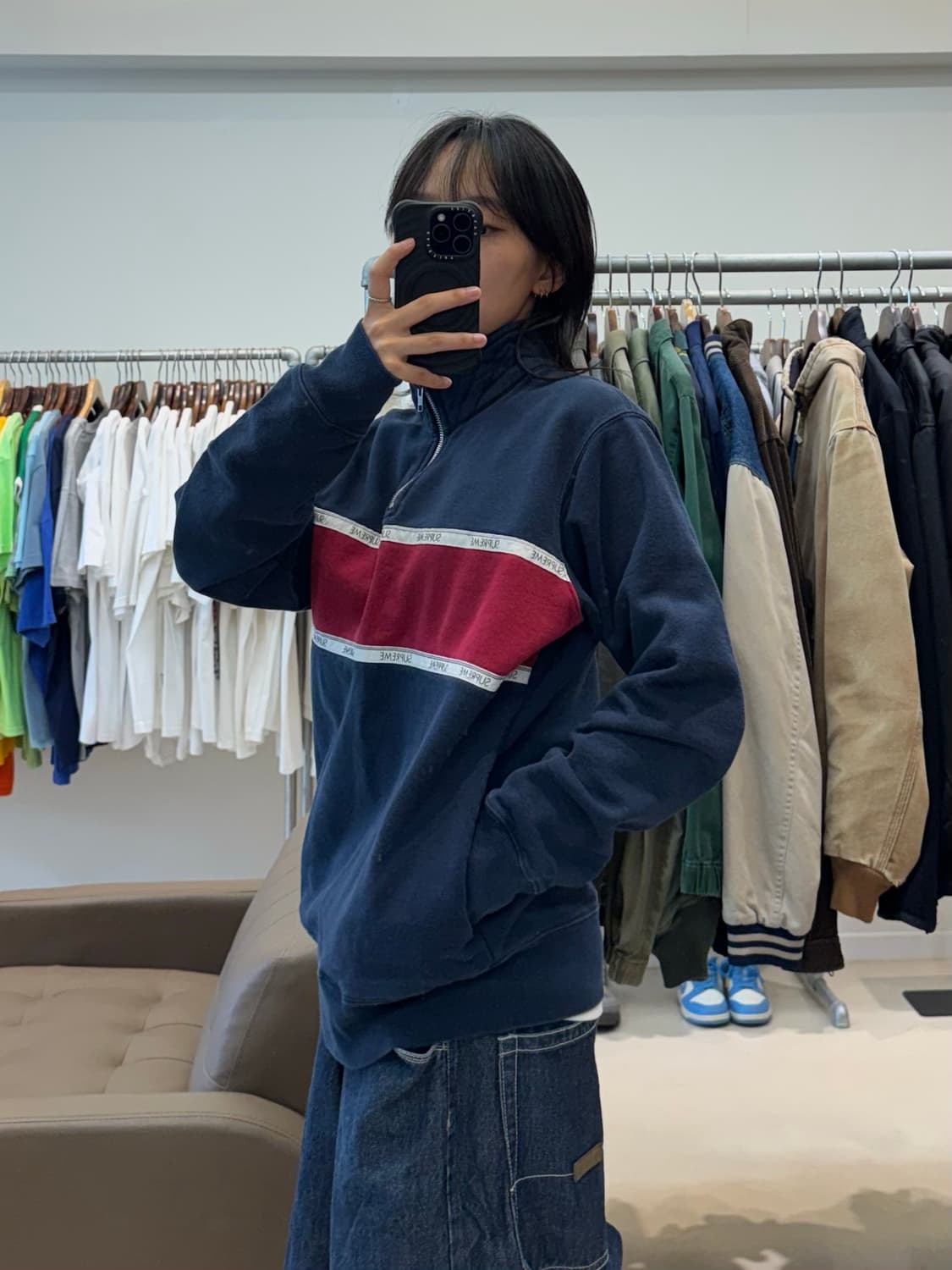 슈프림 17ss 테이프 로고 쿼터 집 스웨트셔츠 상품이미지7