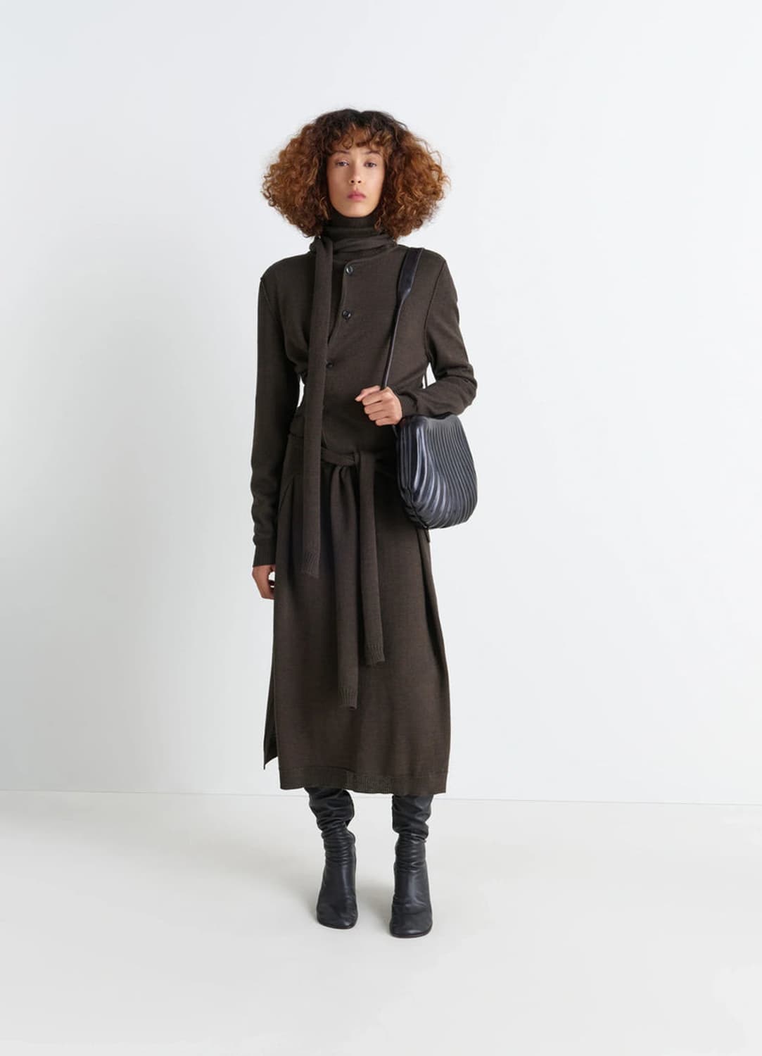[XS,S,M]르메르 25fw 트위스트 스카프 가디건/다크초코 상품이미지4