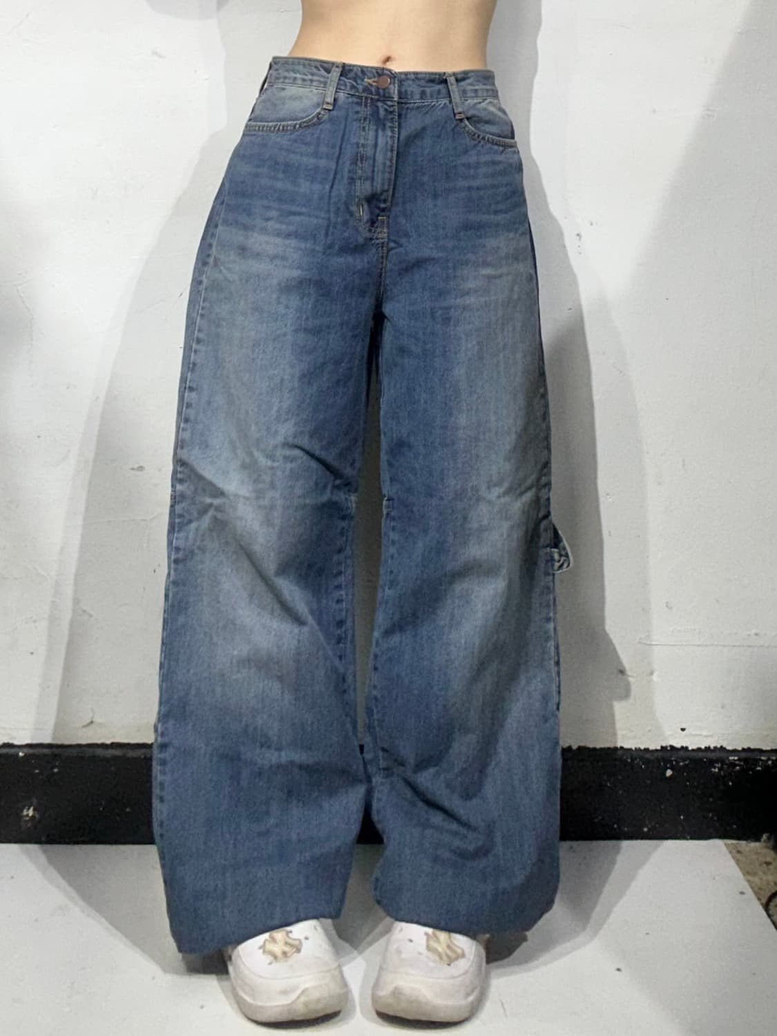 일본 빈티지 중청 카펜터 워싱 와이드 데님 팬츠 청바지 M  상품이미지2