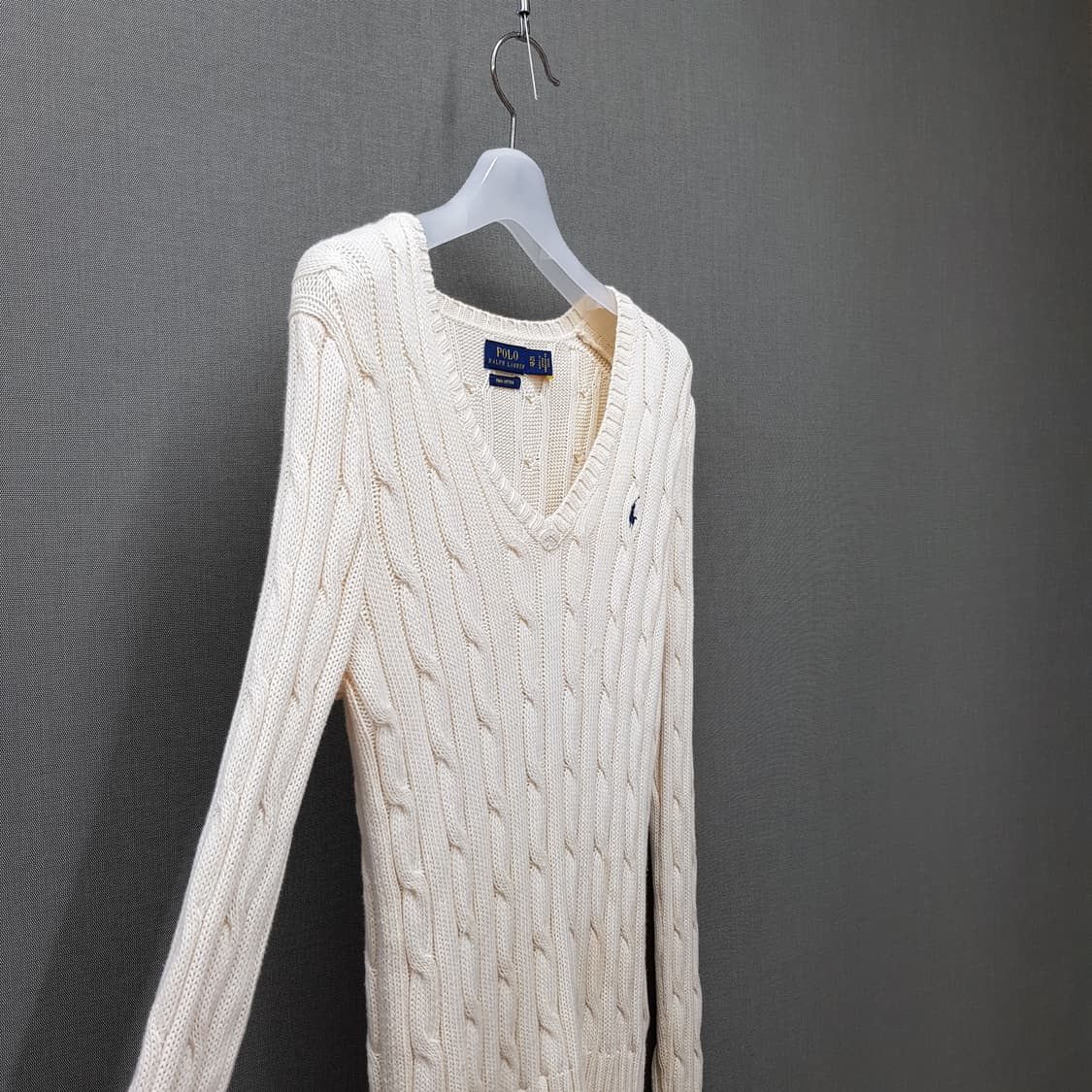 폴로 랄프로렌  피마코튼 케이블 브이넥 니트 xs사이즈 상품이미지3