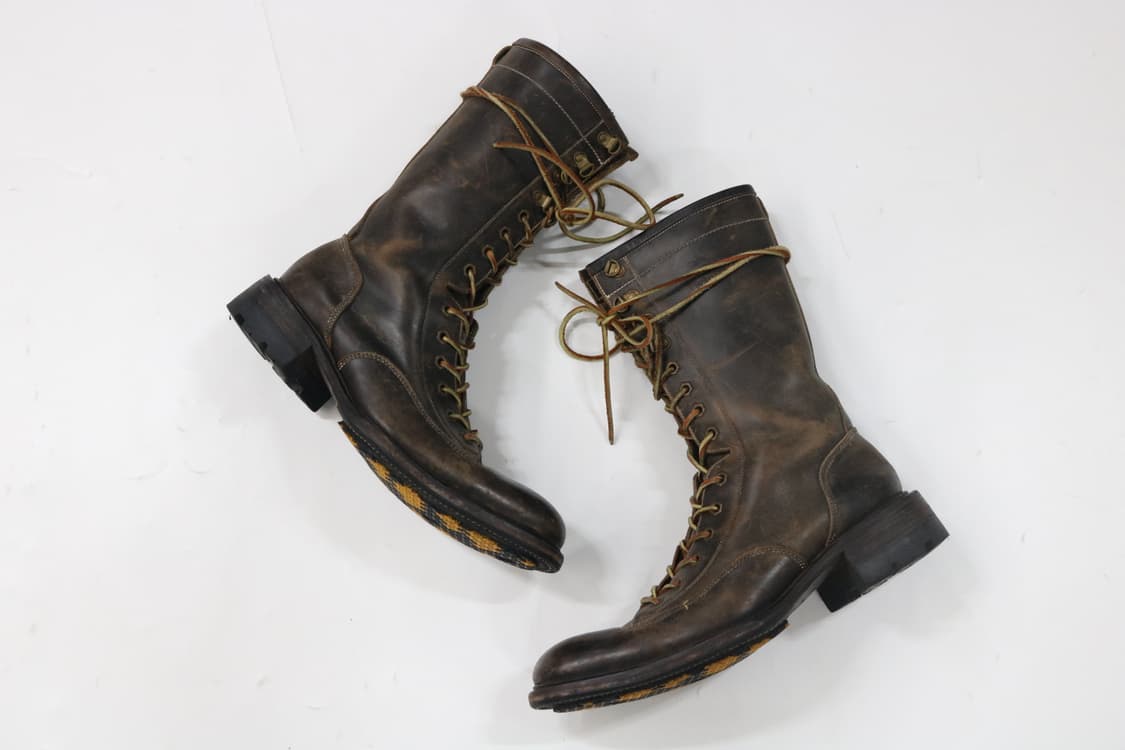 알프레도바니스터 빈티지 레더 레이스업 컴뱃 부츠 상품이미지2