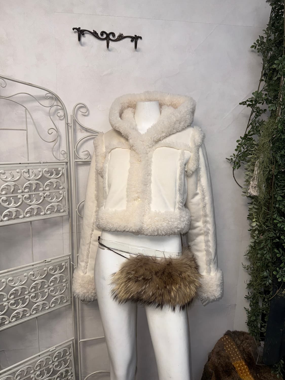 Threetimes Baby Hoodie Fur Coat ivory 상품이미지5