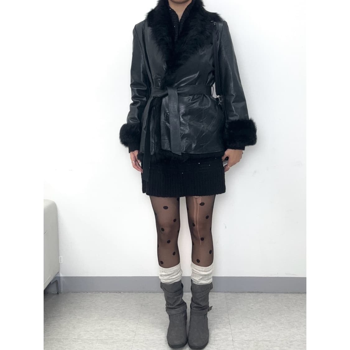 빈티지 블랙 리얼레더 무스탕 퍼 자켓 상품이미지2