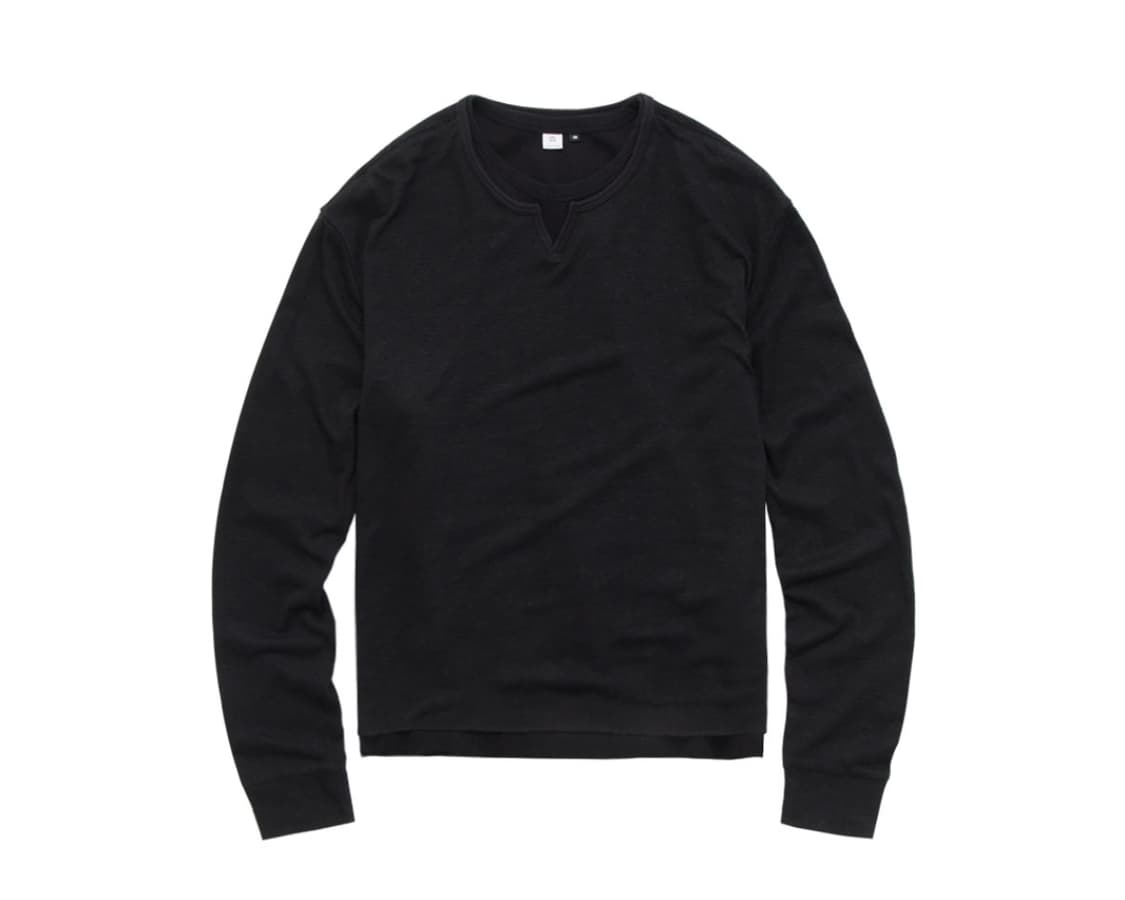 2) 폴리테루 루트 넥 크롭 롱 슬리브 블랙 상품이미지1