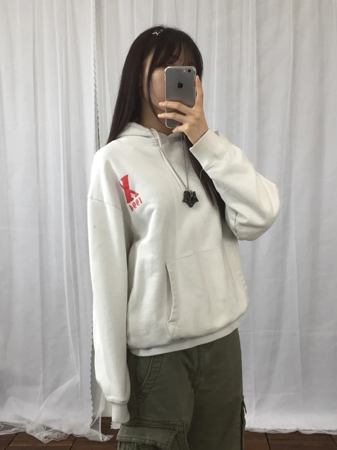 X-girl 1994 Logo White Hoodie 상품이미지3