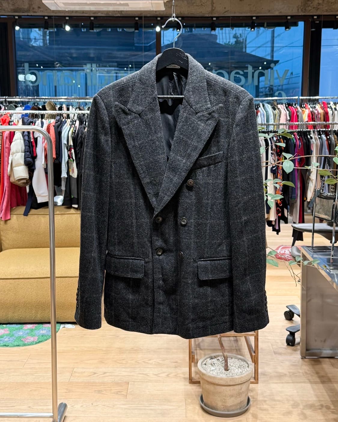 돌체앤가바나 차콜 체크 더블 브레스티드 블레이저 자켓  상품이미지1