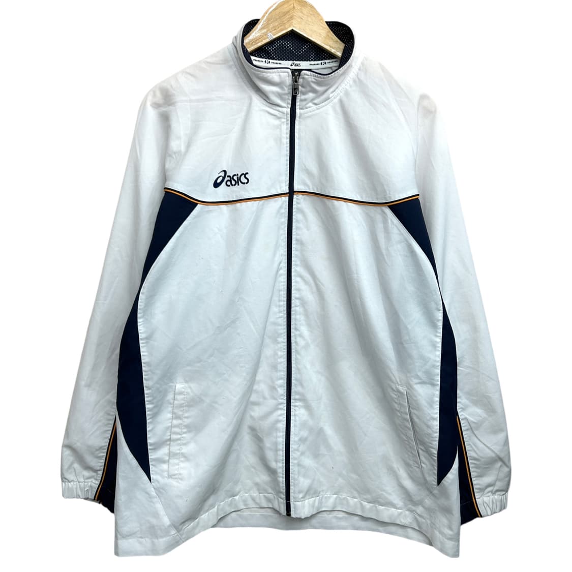 아식스 화이트 네이비 포인트 바람막이 상품이미지2