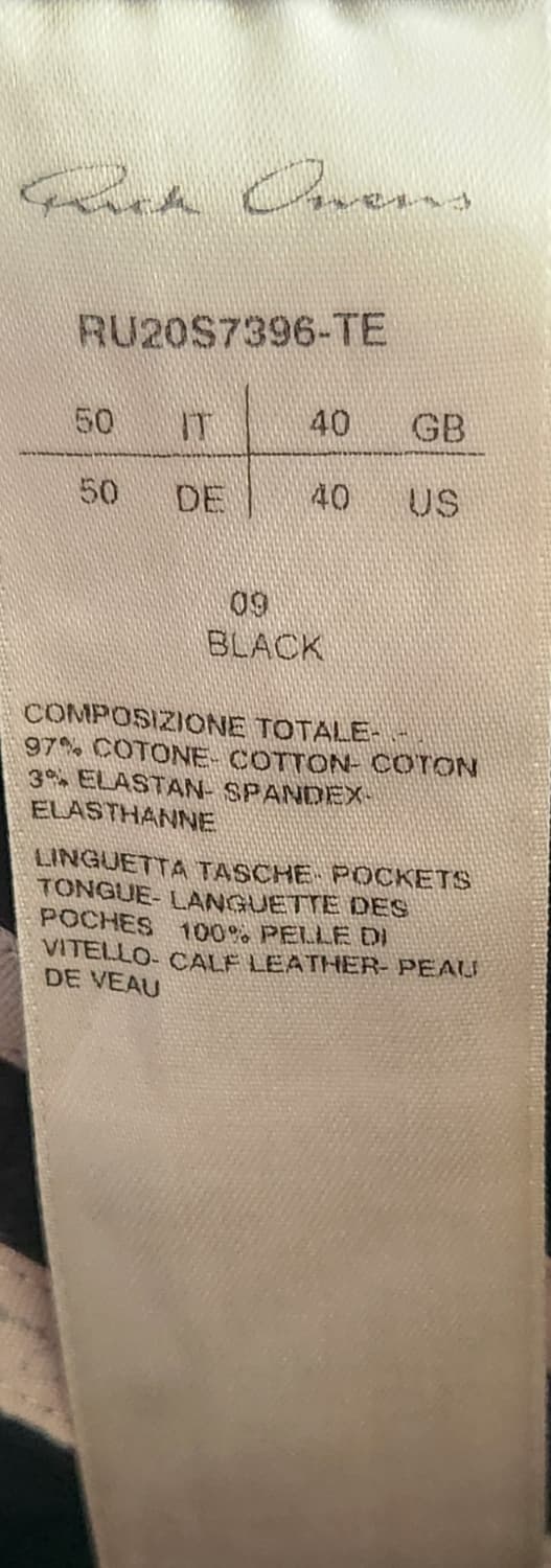 릭오웬스 지퍼 카고 조거 팬츠 50 (30) 상품이미지4