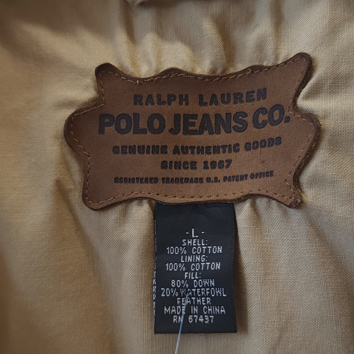 폴로 다운 패딩 웨스턴 가죽 패딩 푸퍼 다운 봄버 L 상품이미지8