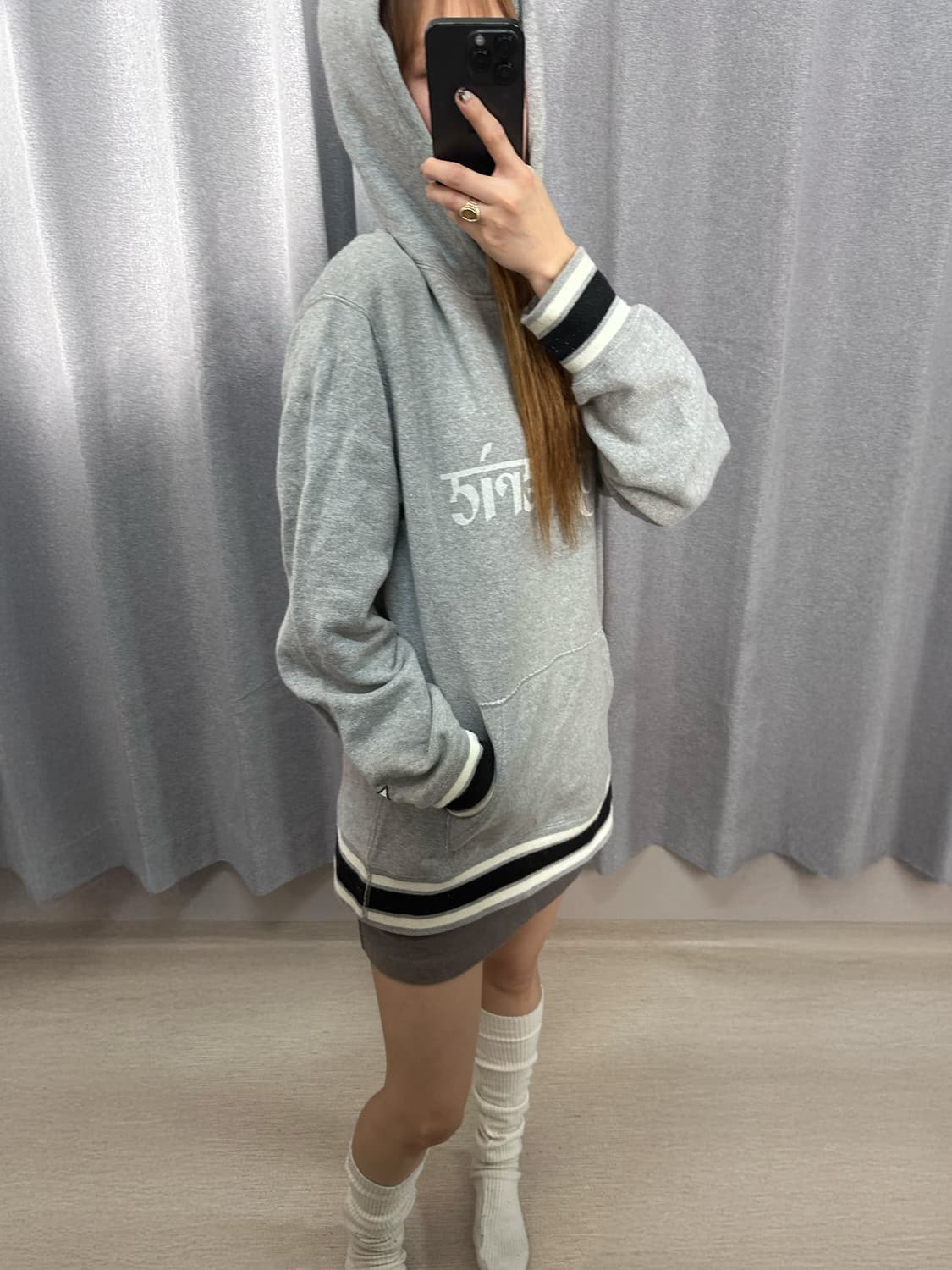 [정품]히스테릭글래머 타이포 리브 로고 후드티 그레이 상품이미지4