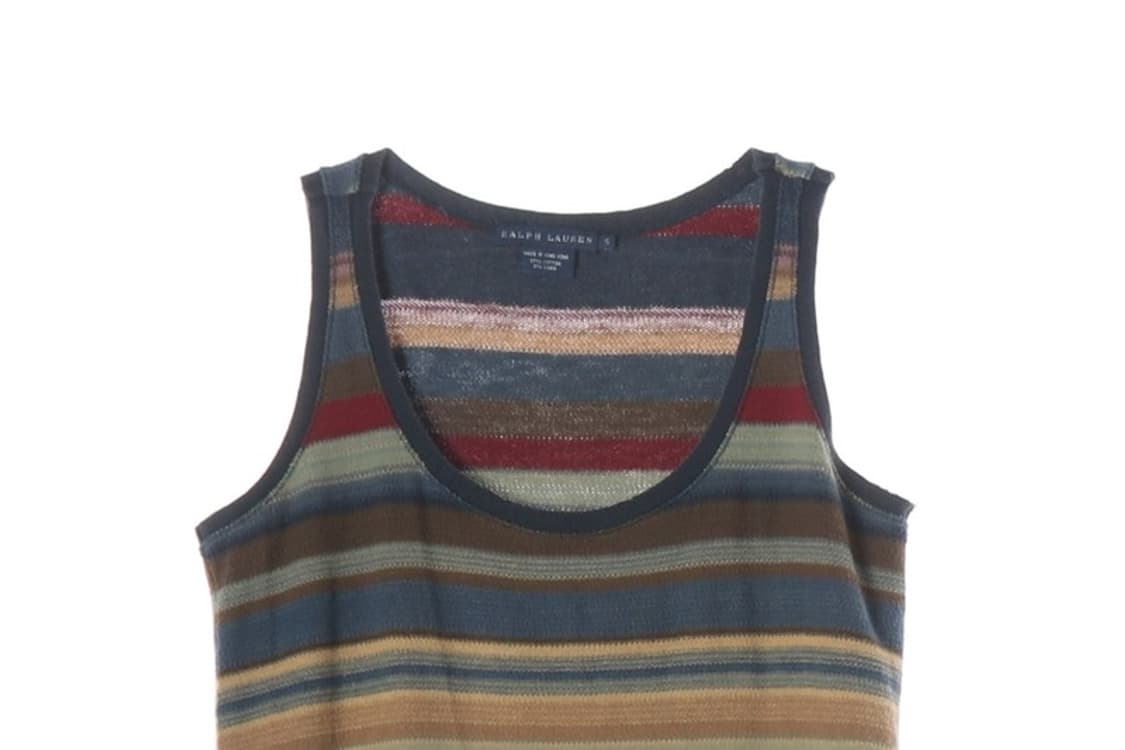 랄프로렌 멀티 스트라이프 코튼 린넨 슬리브리스 원피스 S 상품이미지3