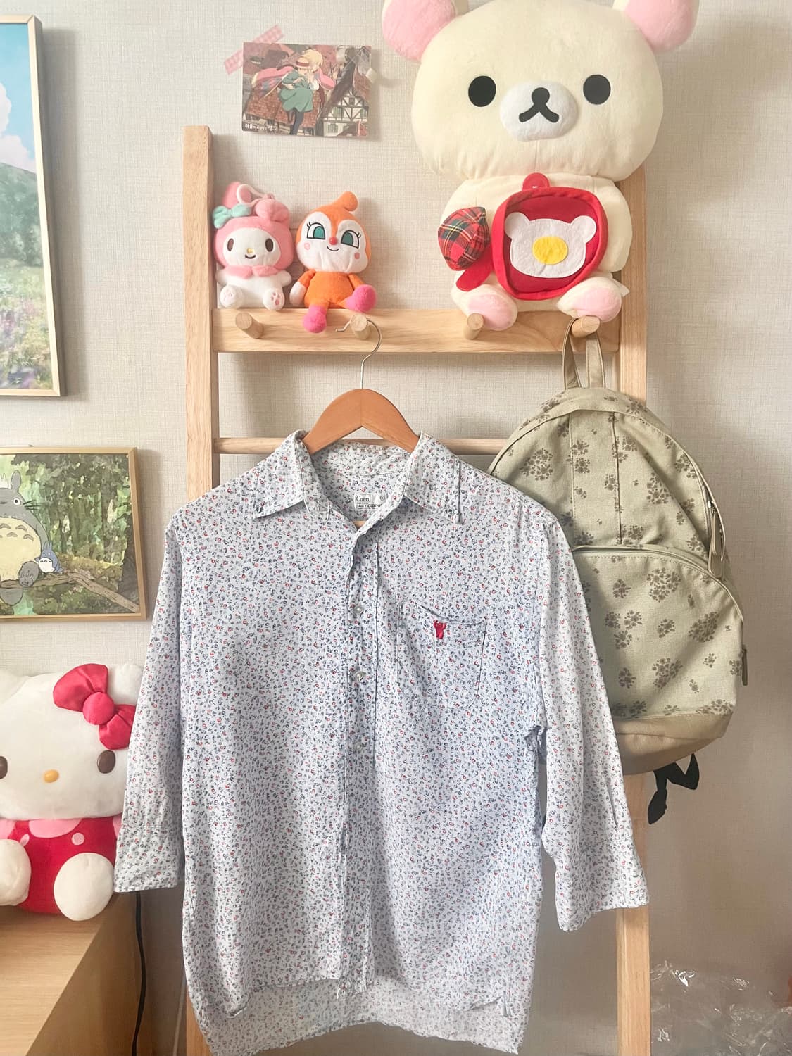 모리걸 빈티지 잔꽃 하늘 셔츠 블라우스 🩵🌸 상품이미지1