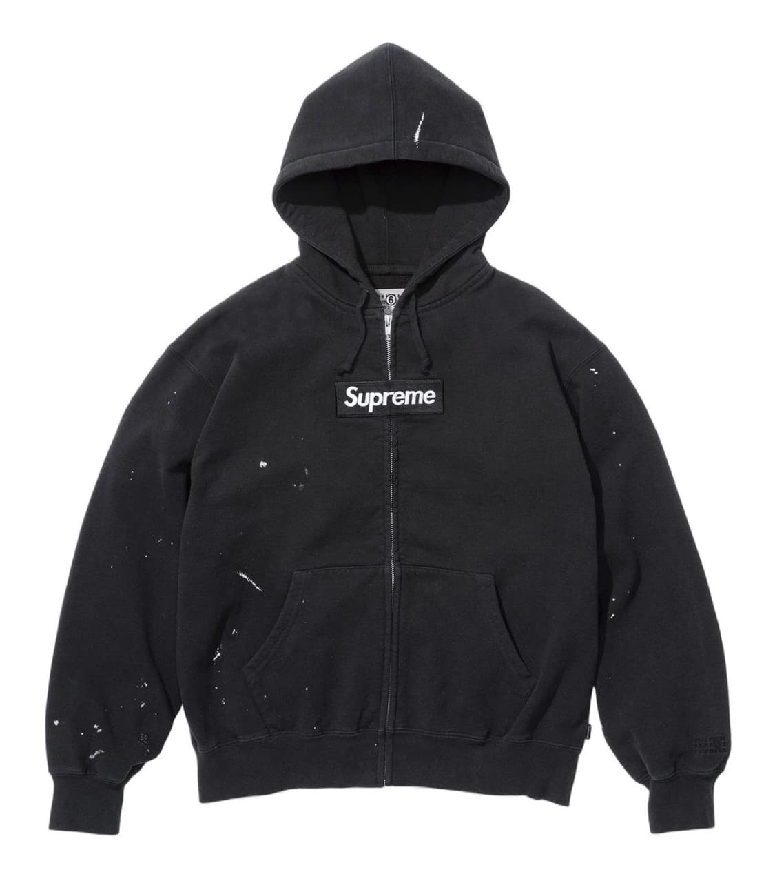 슈프림 x MM6 메종 마르지엘라 박스로고 집업 후드 스웨트셔츠 블랙 - 상품이미지1