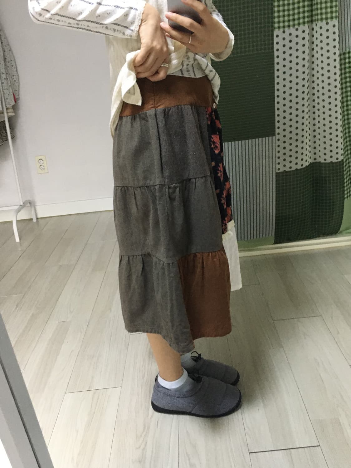 브라운 패치 미디 스커트 상품이미지10