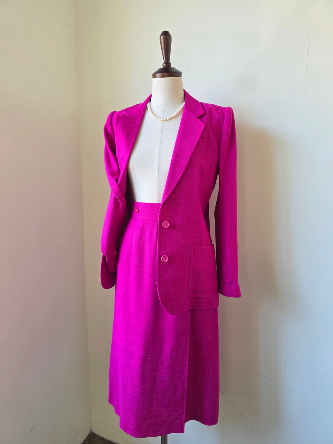 입생로랑 핫핑크 롱 스커트 셋업 상품이미지1