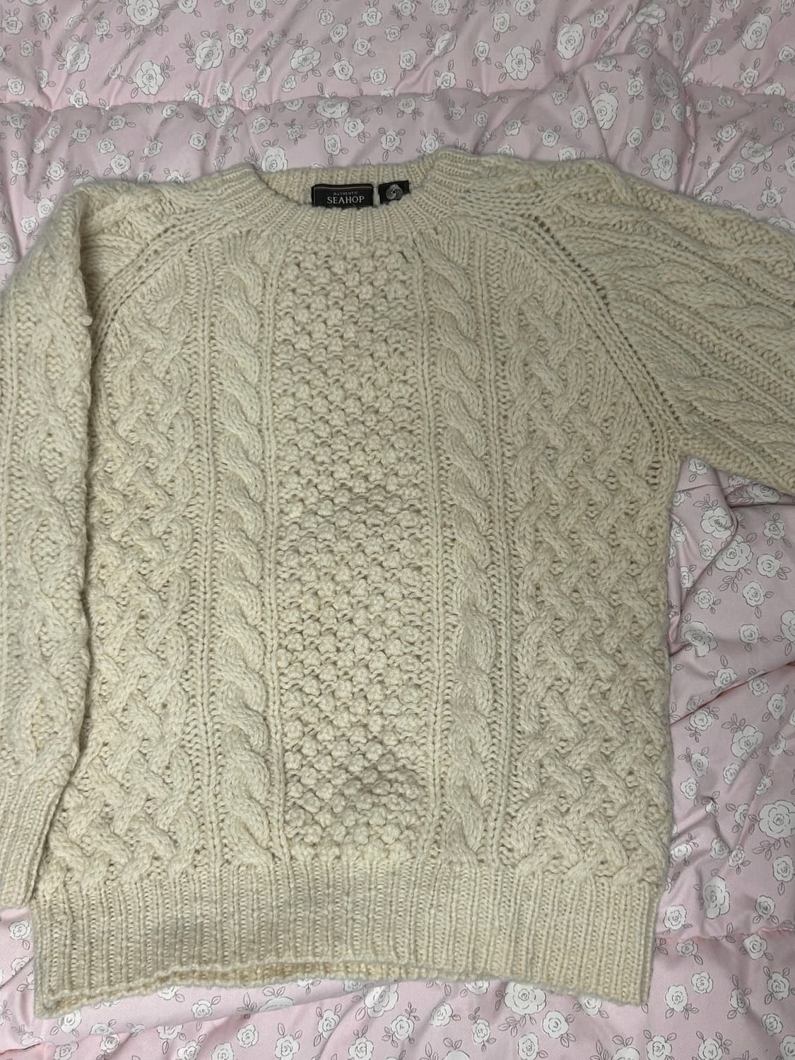 아이보리 베이지 꽈배기 피셔맨 울100니트 상품이미지5