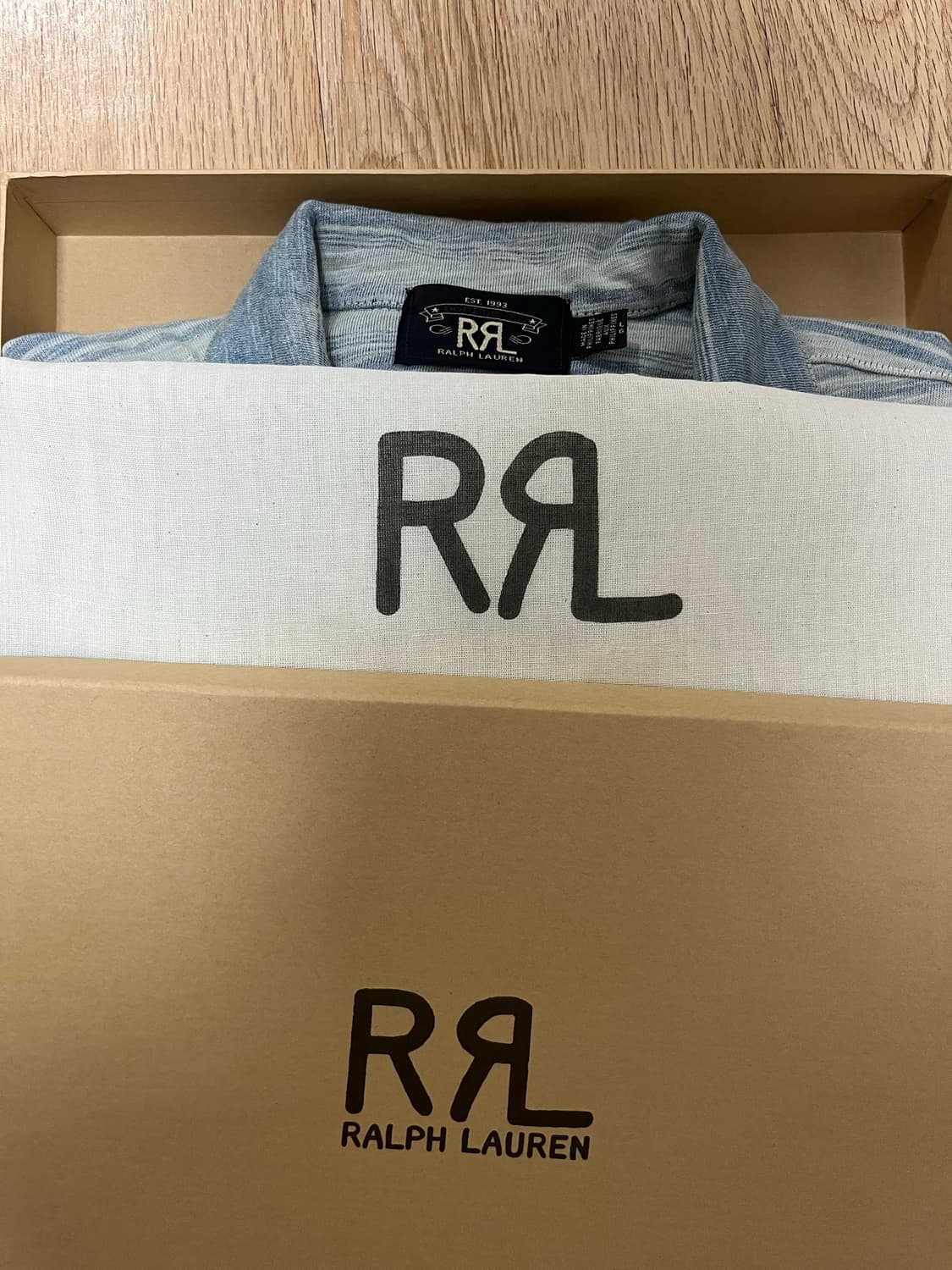 RRL 저지 스트라이프 캠프셔츠(더스트백, 박스 포함) 상품이미지7