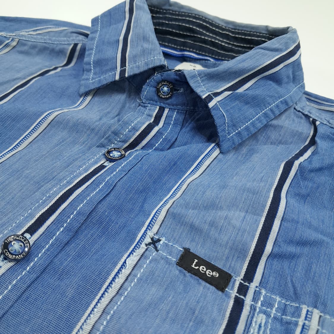 CN682 M LEE 리 올드스쿨 블루 스트라이프 긴팔 셔츠 남방 상품이미지5