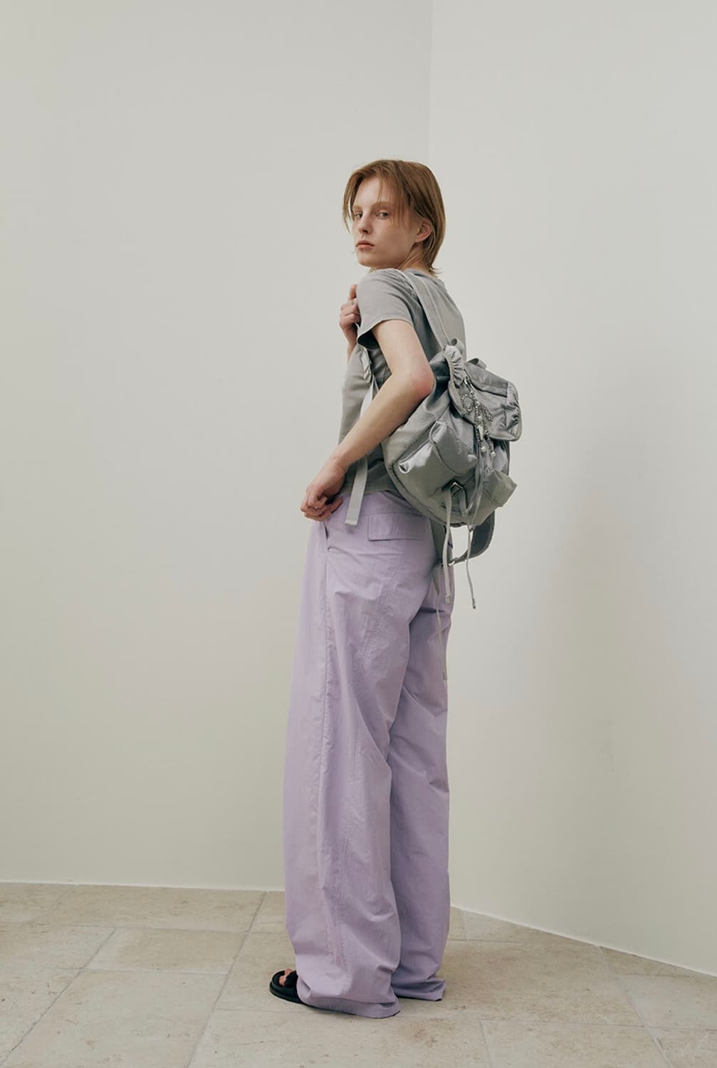 레이브 턱 와이드 팬츠 라벤더 상품이미지2