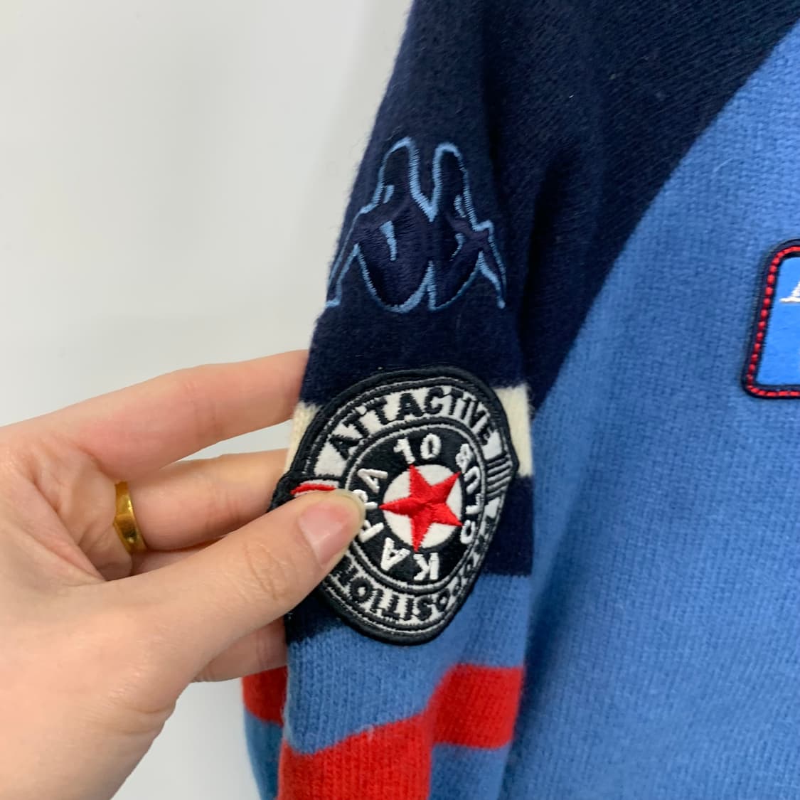 카파 y2k 와투케 블루 니트 집업 가디건 상품이미지6