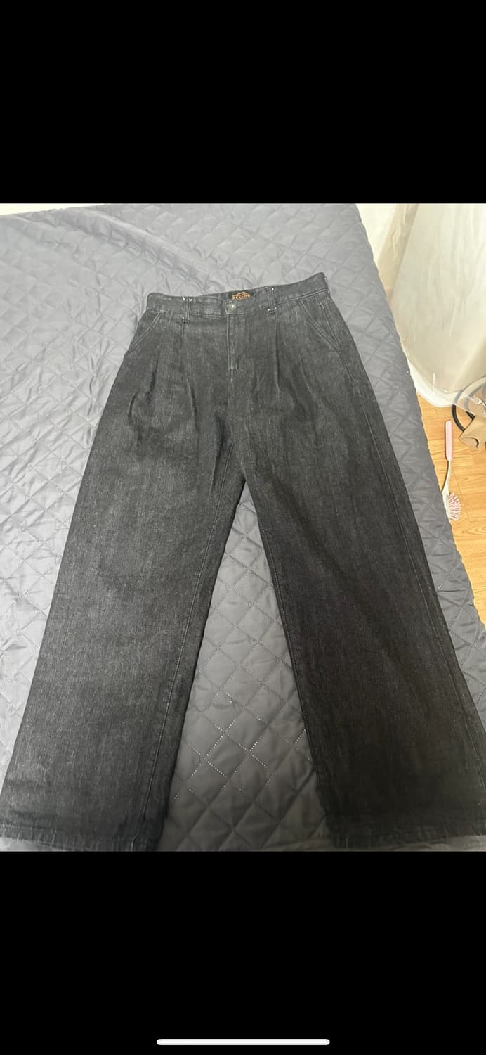 비슬로우 투턱 와이드 셀비지 블랙 32 상품이미지1