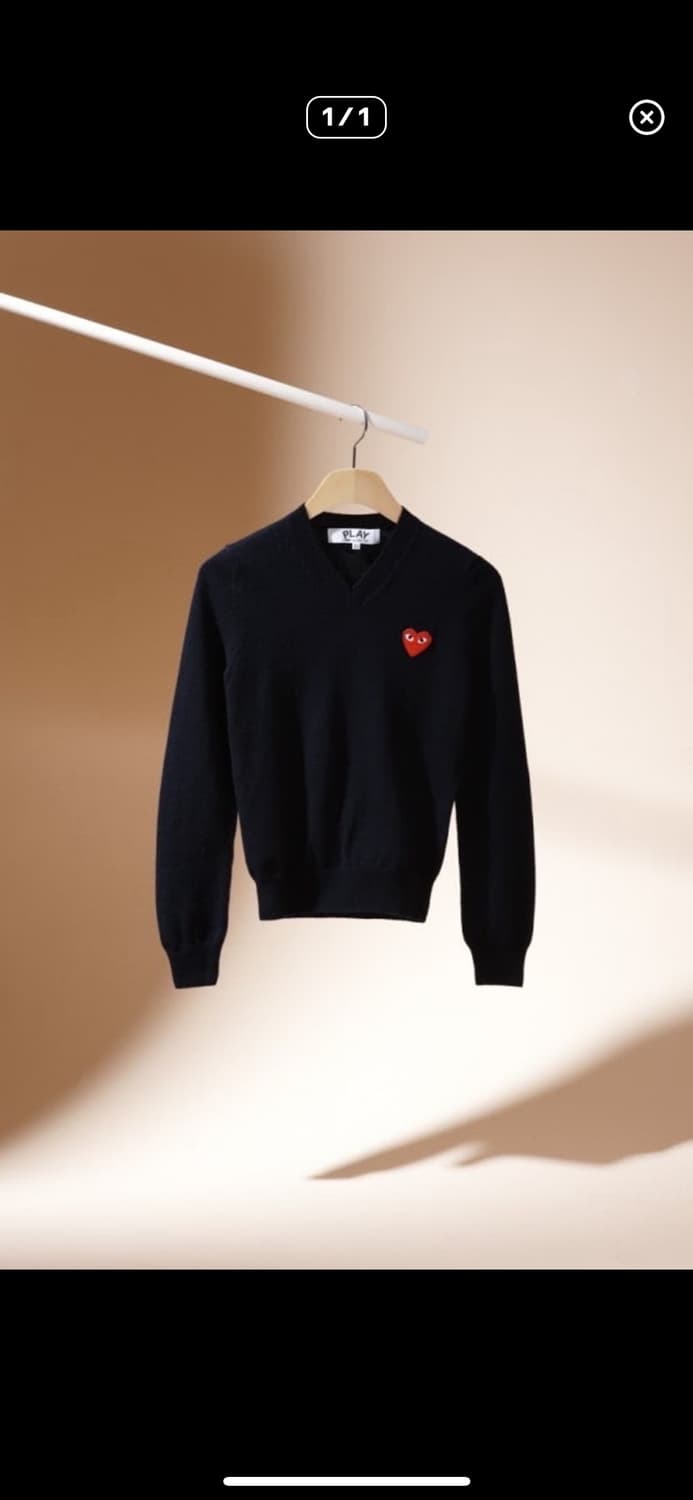 꼼데가르송 PLAY 블랙 맨투맨 XXL 상품이미지1