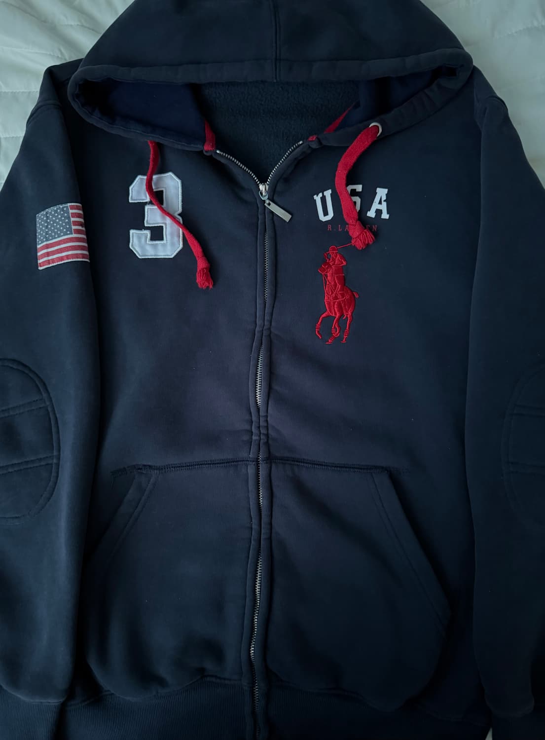 폴로 랄프로렌 빅포니 성조기 후드집업 네이비 상품이미지2