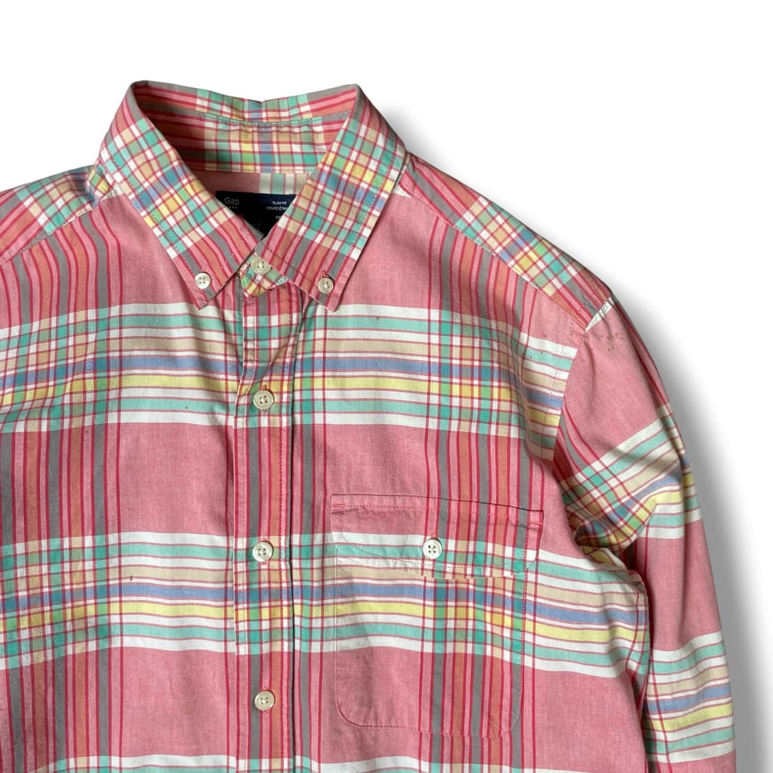 GAP 원포켓 코랄 핑크 체크 셔츠 S 상품이미지3