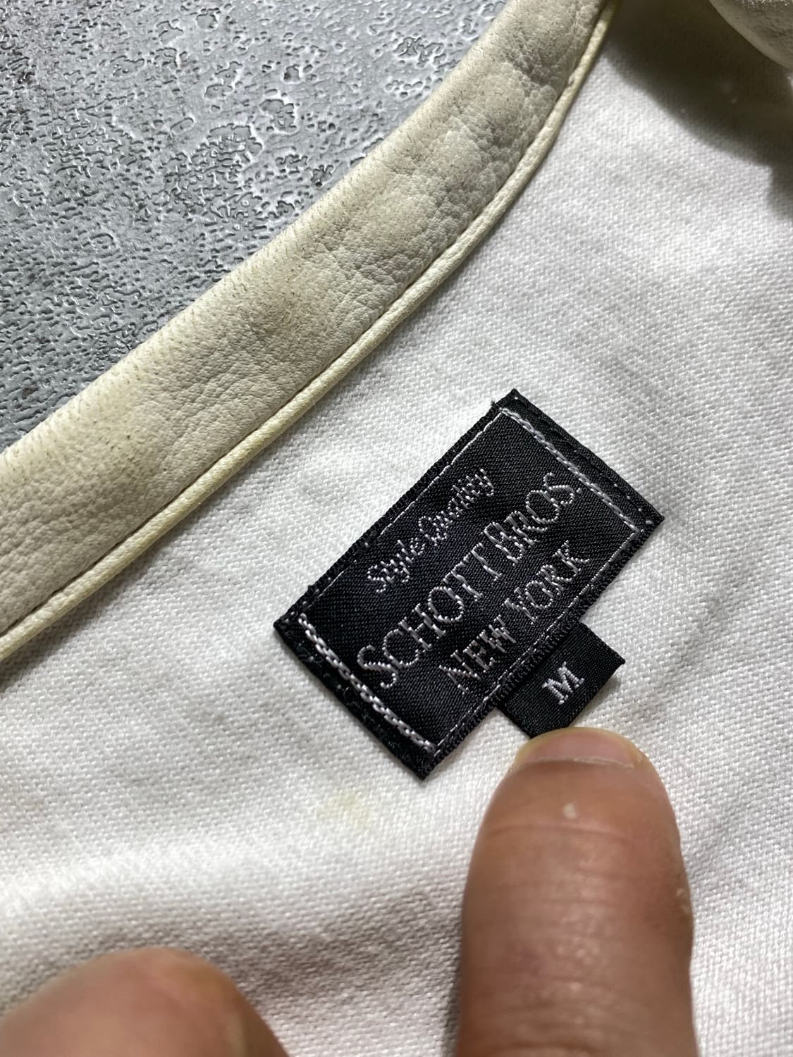 [M] Schott NYC 쇼트 레더패치워크 밀리터리 반팔 상품이미지6